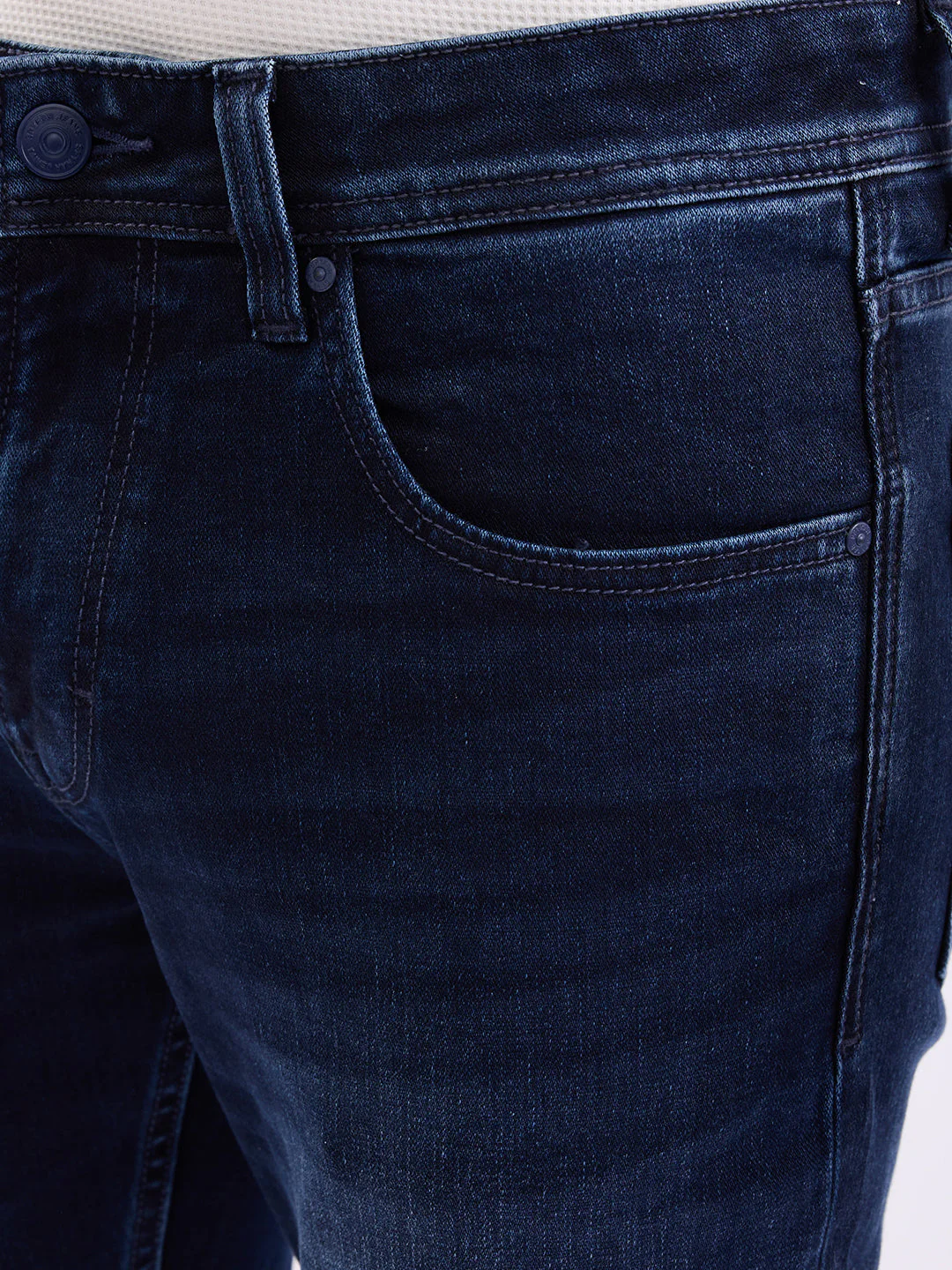 Men Jeans Regular Fit Dark Blue Mid Rise - Image 6