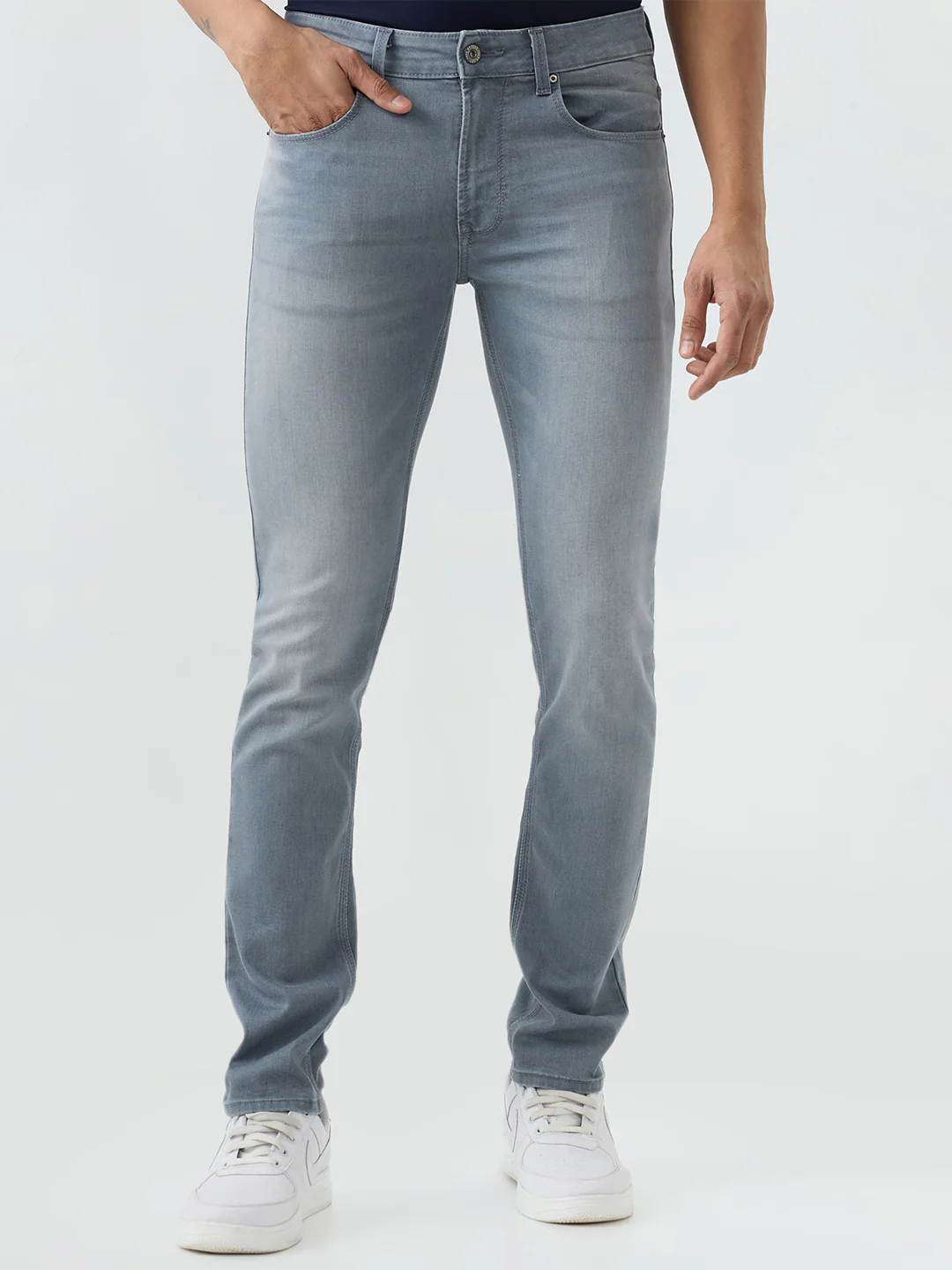 Men Rover Jeans Regular Fit Grey Mid Rise