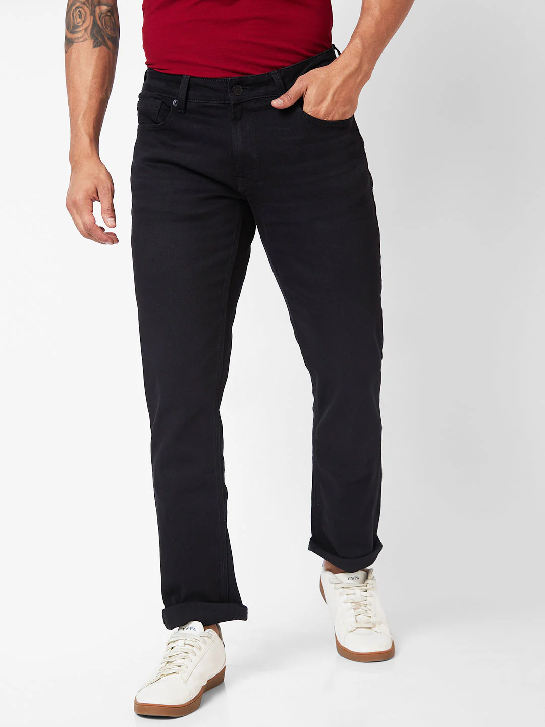 Men Rover Jeans Regular Fit Carbon Black Mid Rise - Image 2