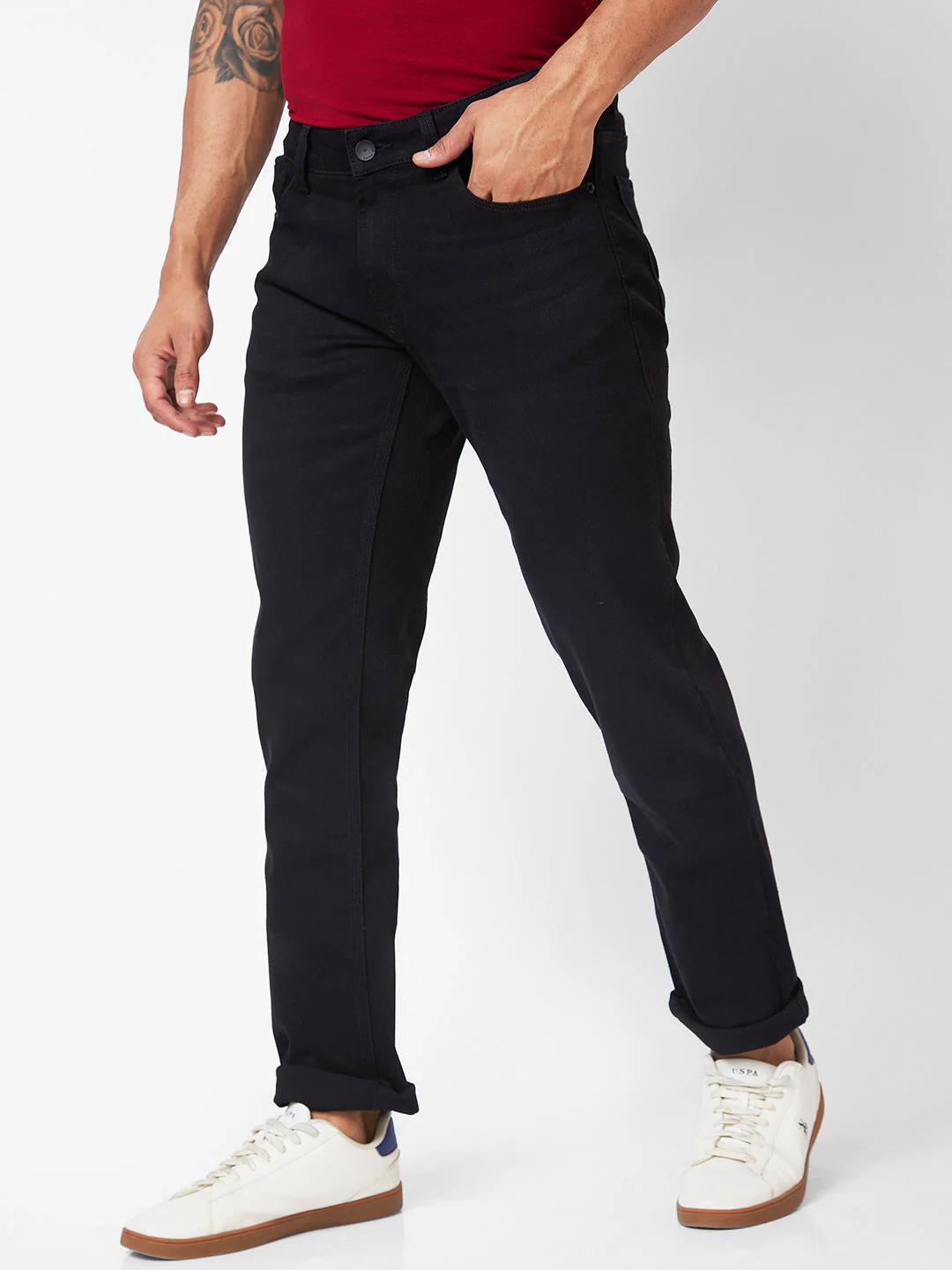 Men Rover Jeans Regular Fit Carbon Black Mid Rise - Image 4
