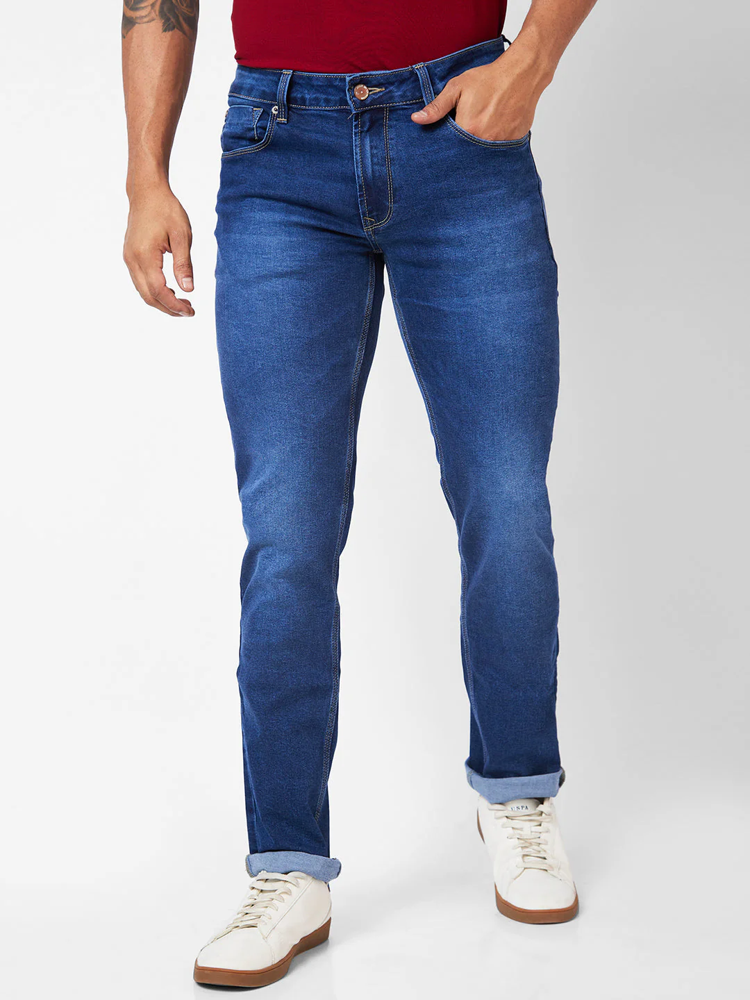 Men Rover Jeans Regular Fit Mid Blue Mid Rise - Image 2