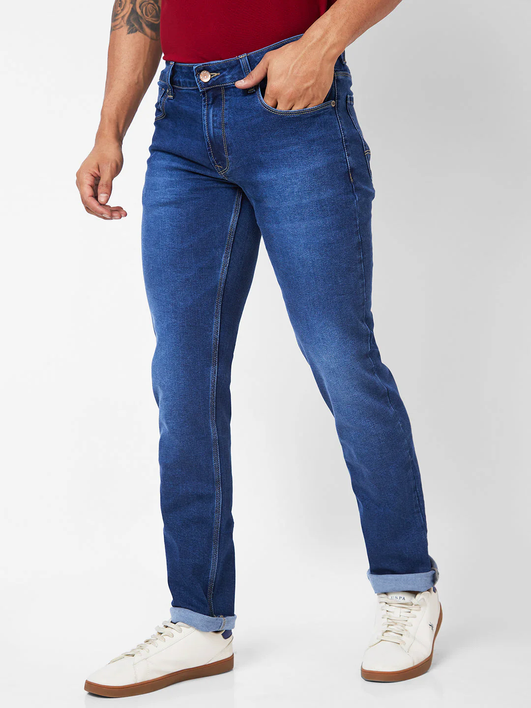 Men Rover Jeans Regular Fit Mid Blue Mid Rise - Image 4