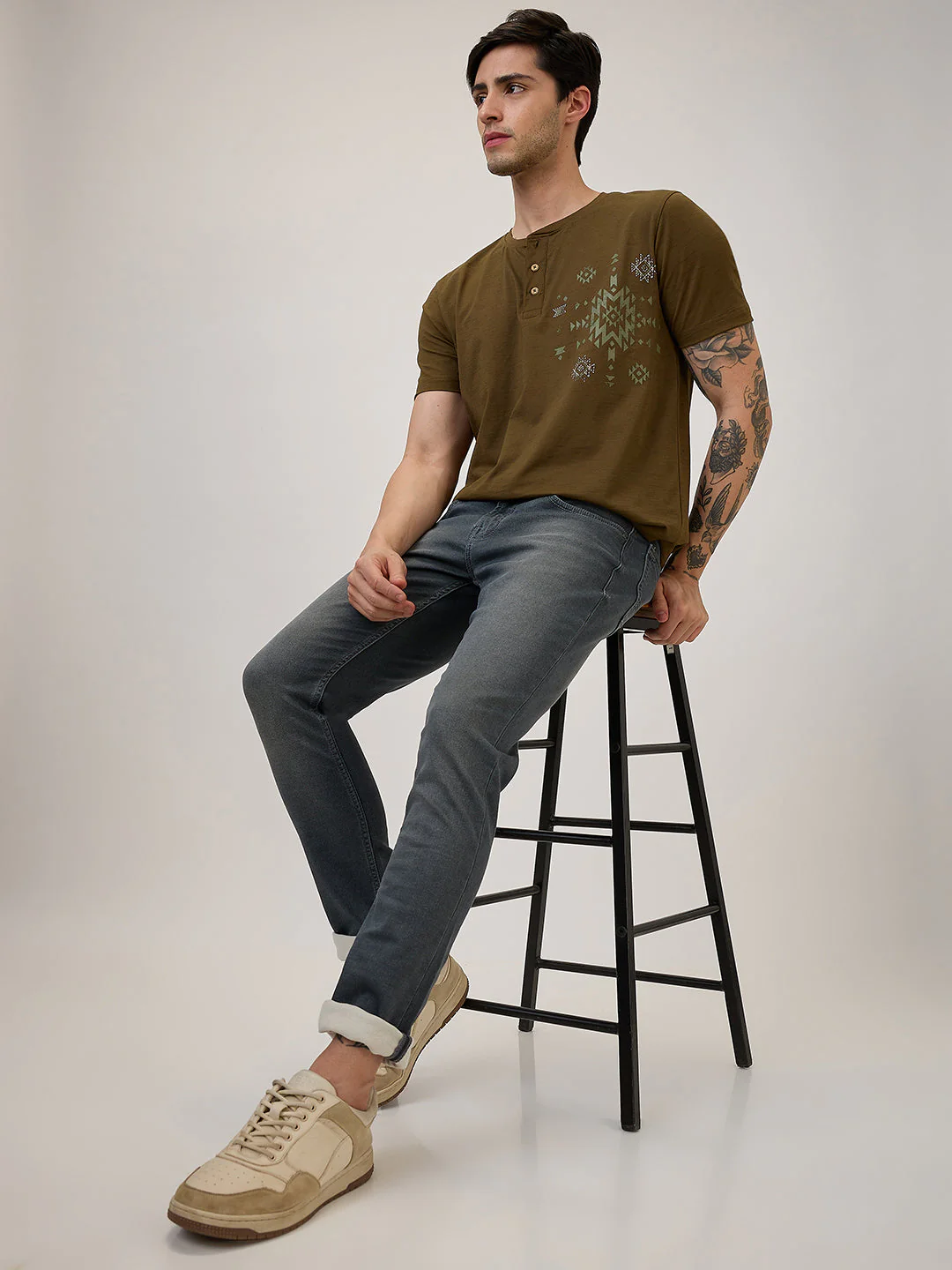 Men Jeans Slim Fit Grey Low Rise - Image 7