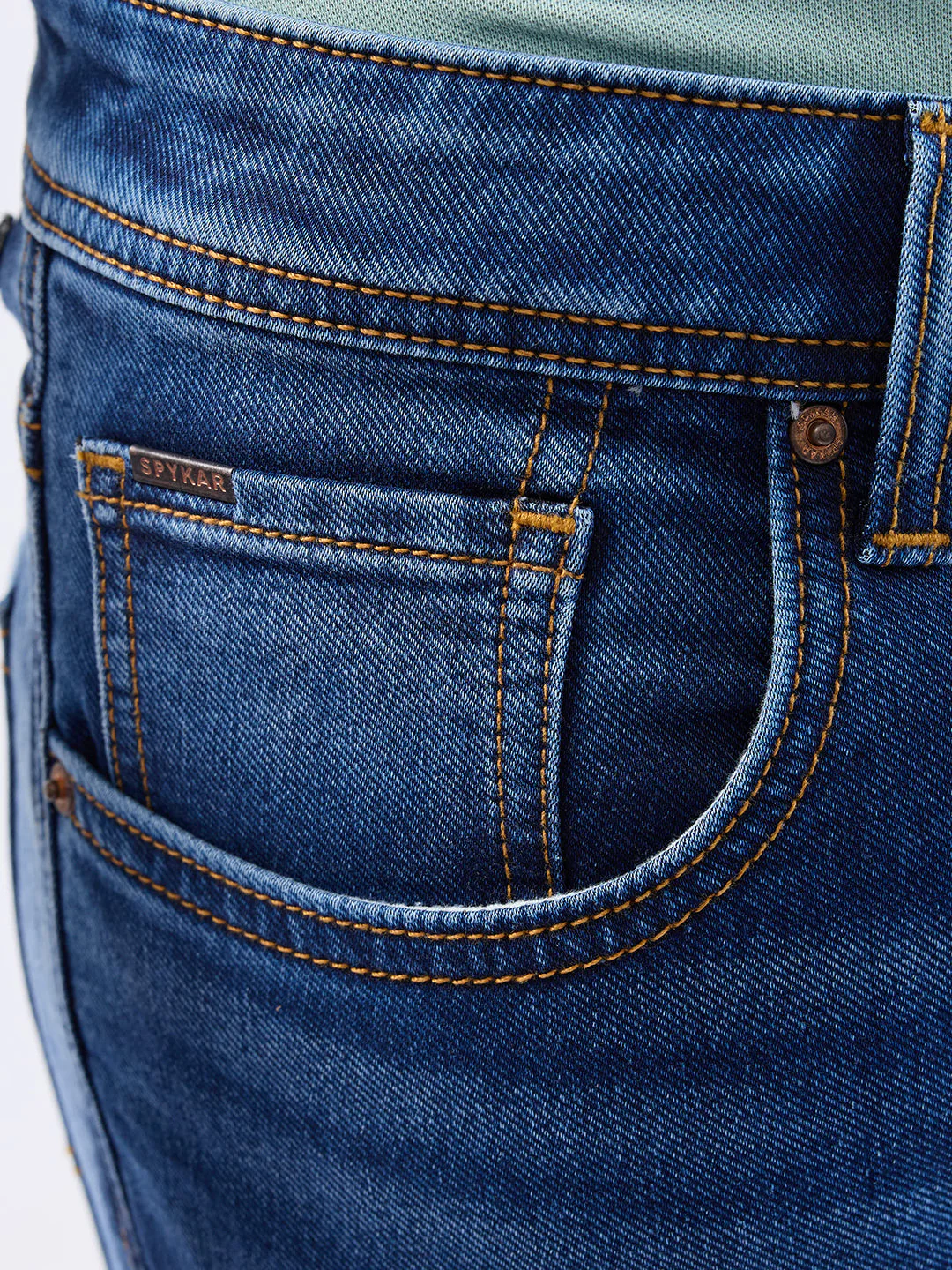 Men Jeans Slim Fit Dark Blue Low Rise - Image 6