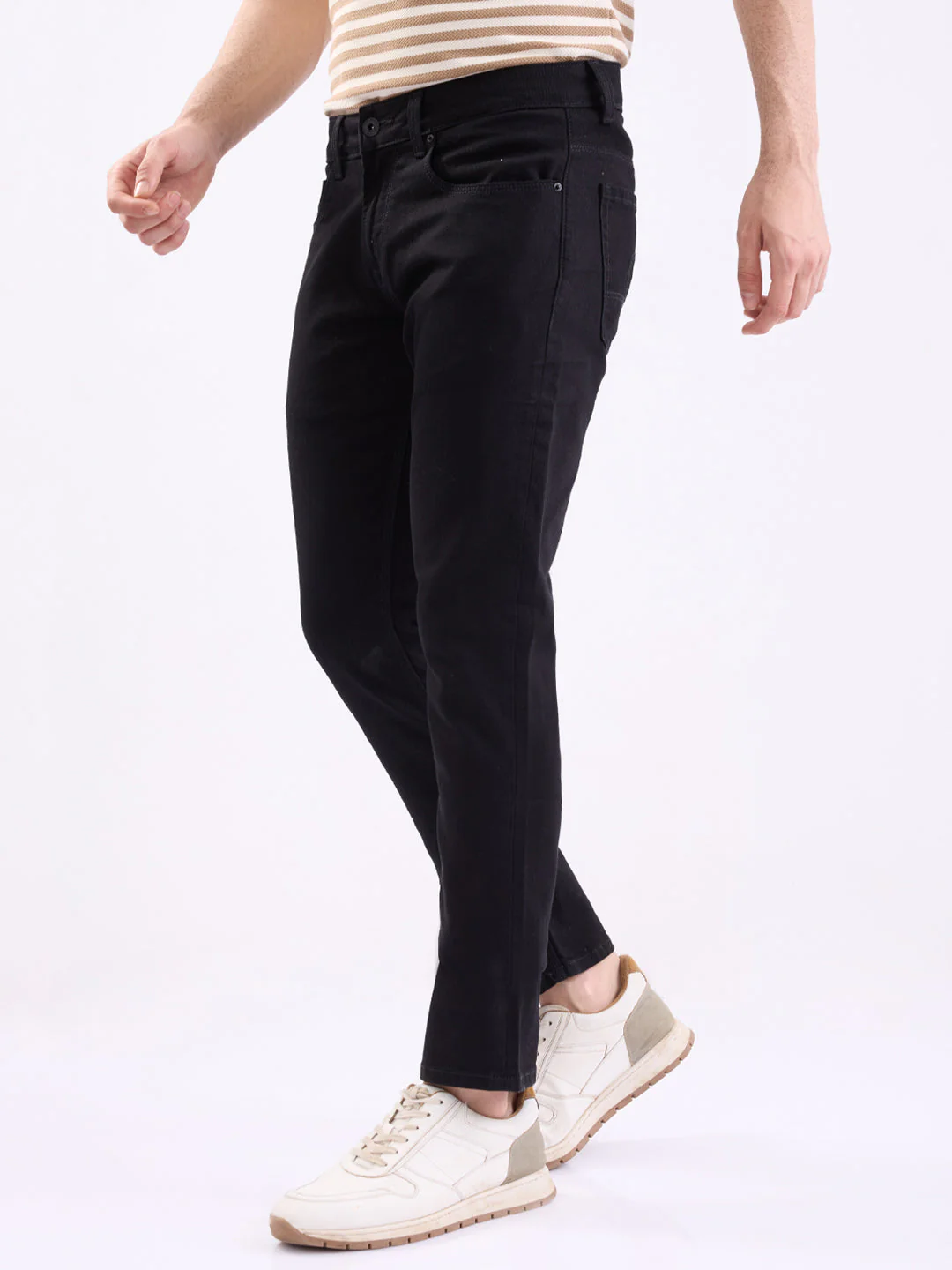 Men Jeans Slim Fit Black Low Rise - Image 3