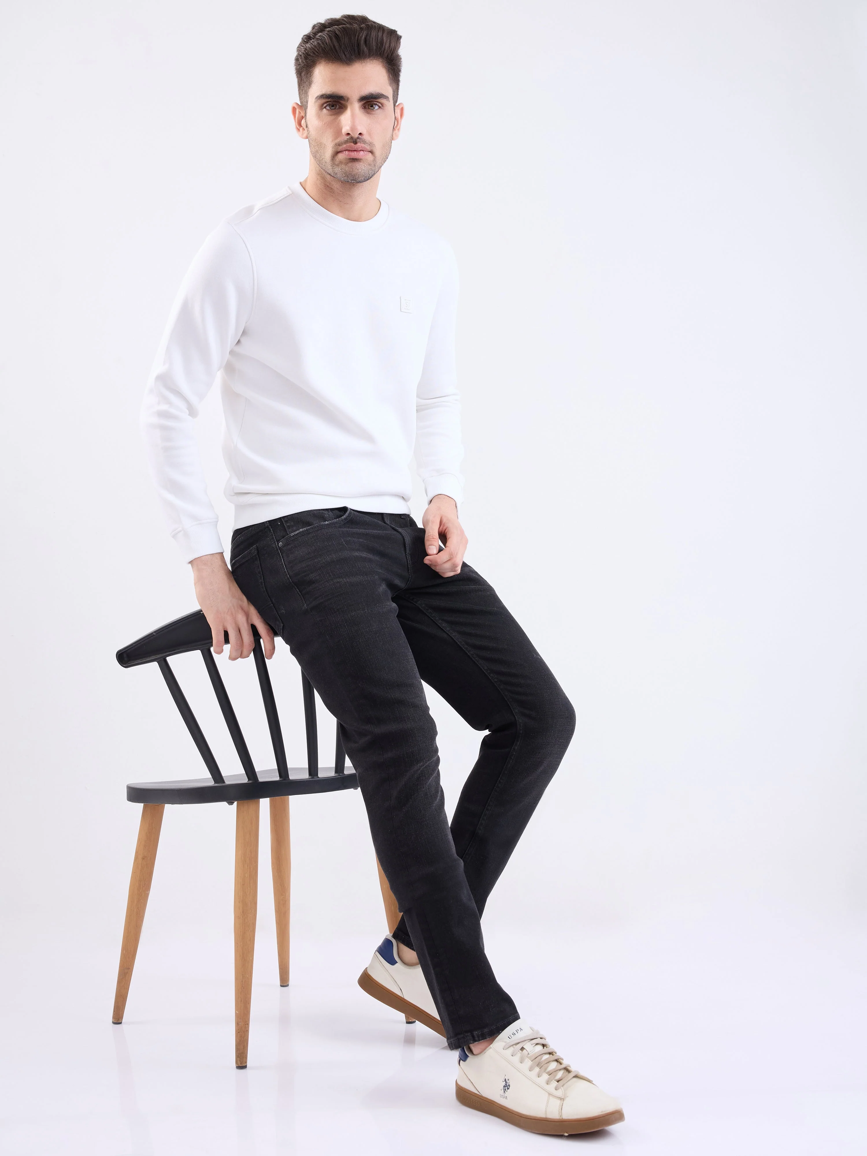 Men Jeans Slim Fit Black Low Rise - Image 7