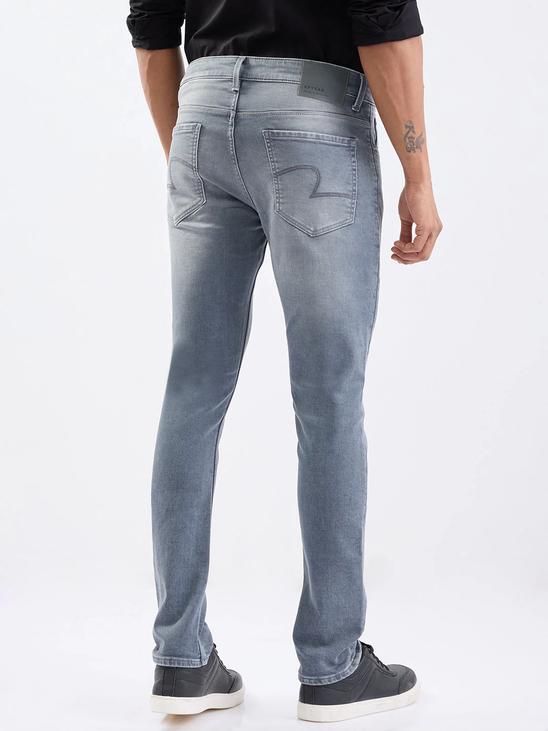 Men Jeans Slim Fit Grey Low Rise - Image 4