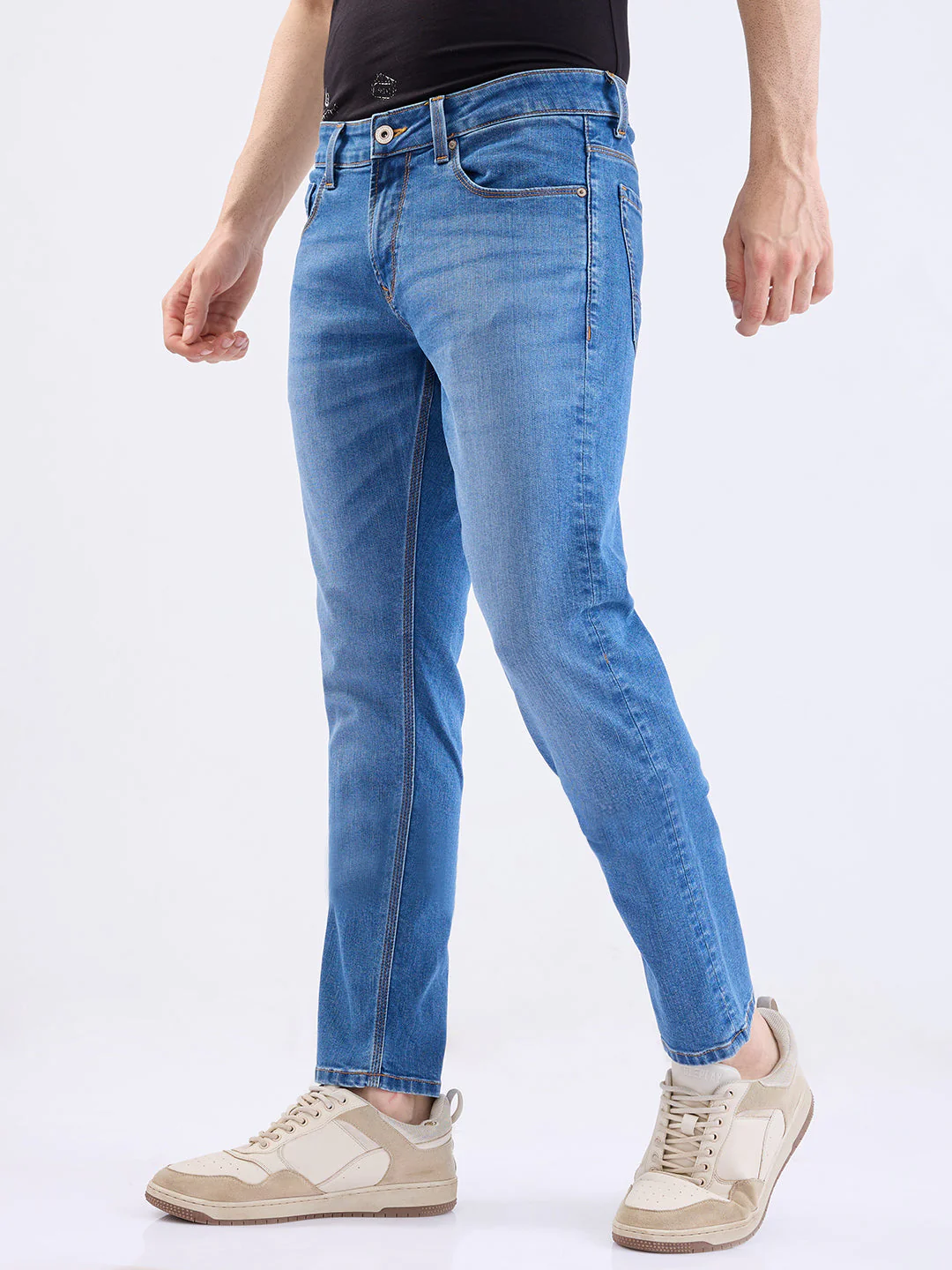 Men Jeans Slim Fit Light Blue Low Rise - Image 3