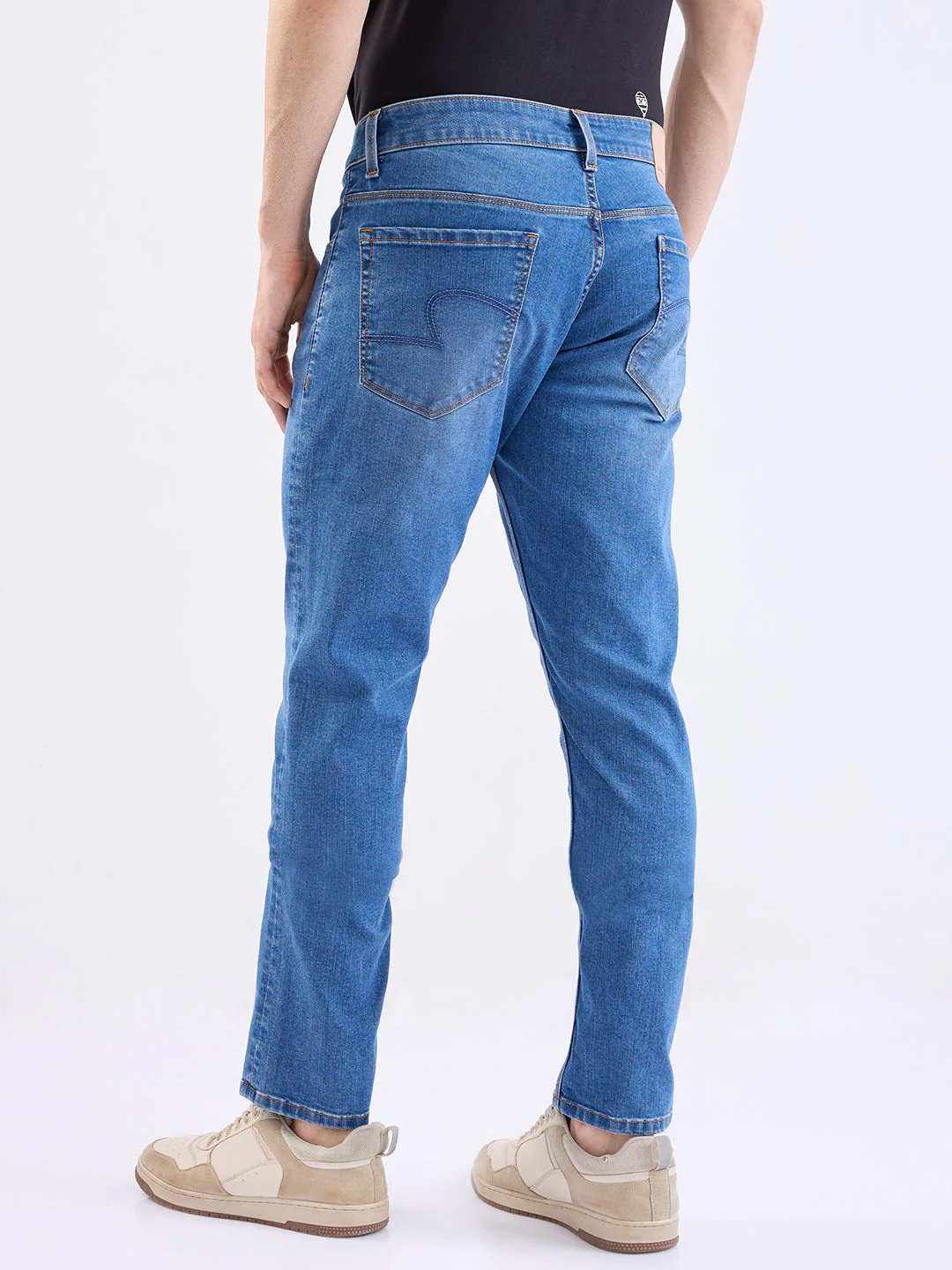 Men Jeans Slim Fit Light Blue Low Rise - Image 4