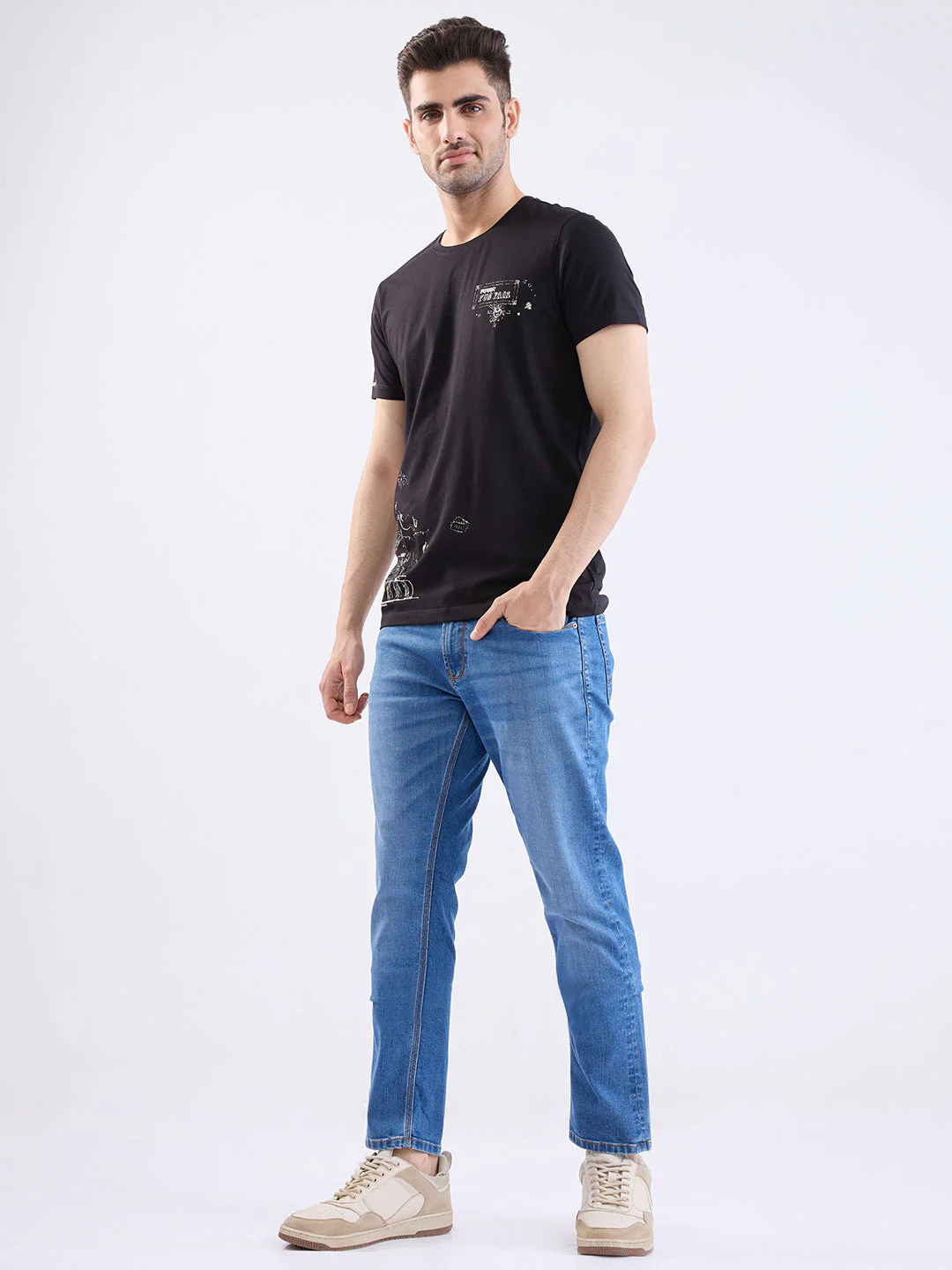 Men Jeans Slim Fit Light Blue Low Rise - Image 5