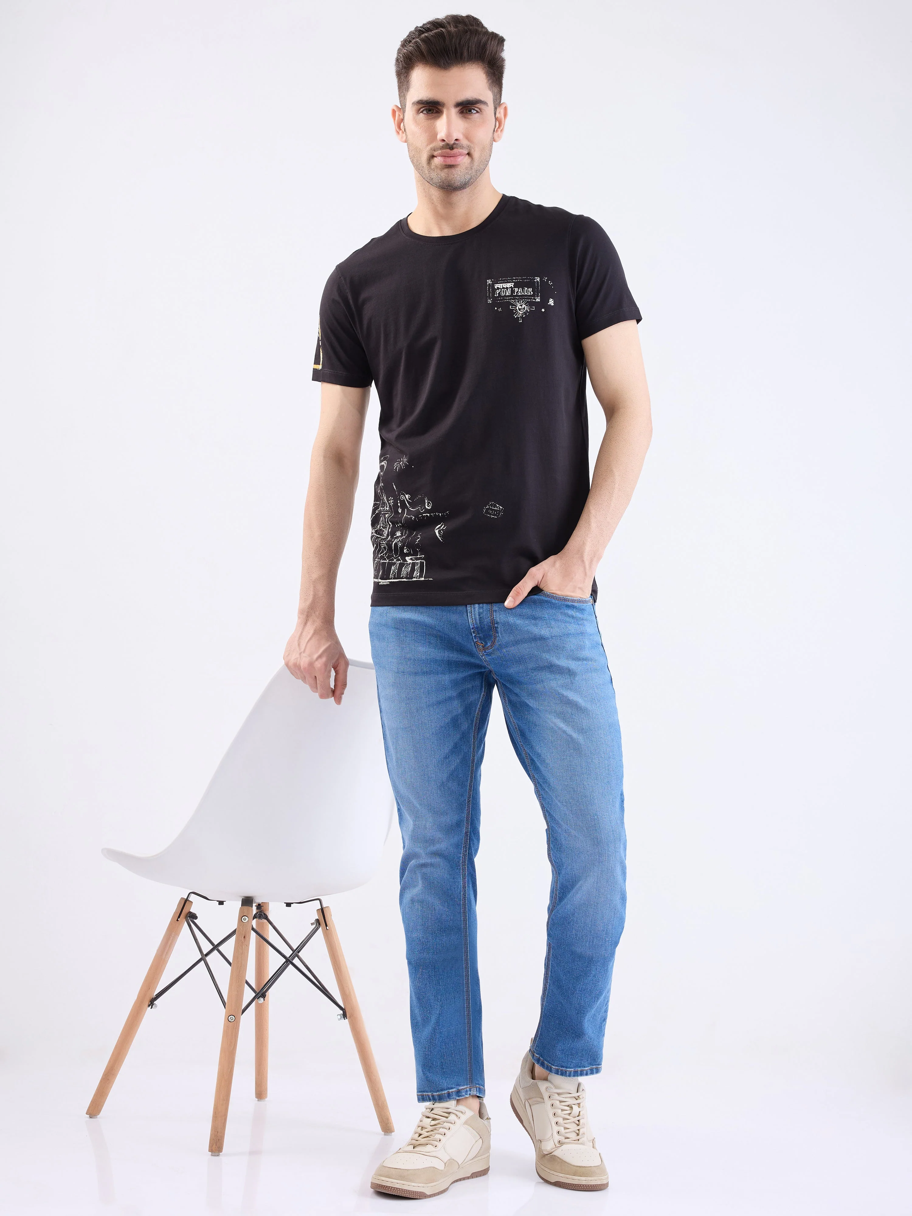 Men Jeans Slim Fit Light Blue Low Rise - Image 7