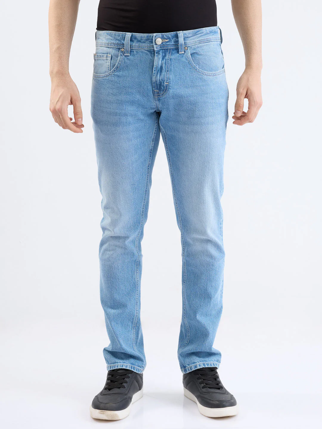 Men Jeans Slim Fit Light Blue Low Rise