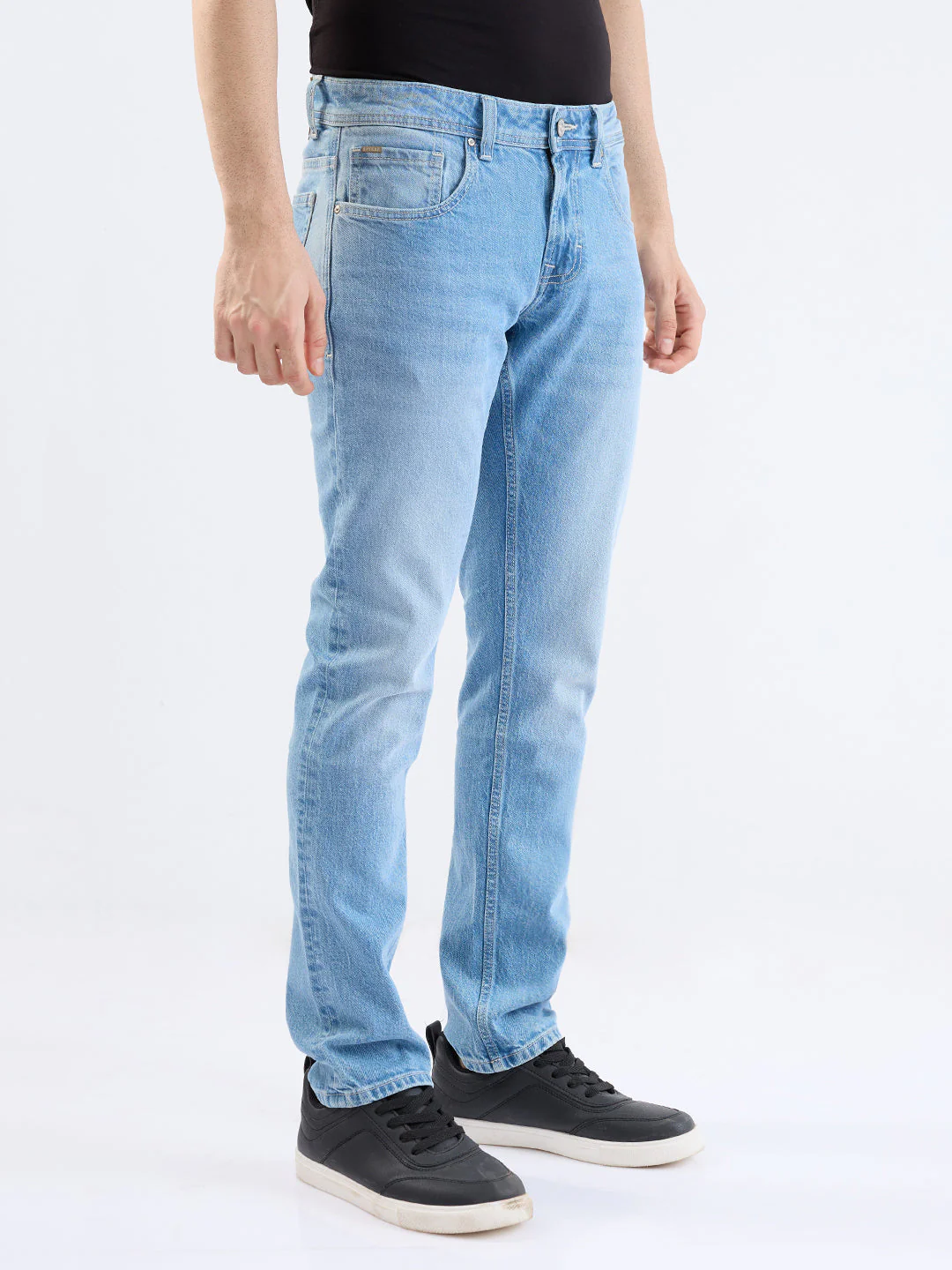 Men Jeans Slim Fit Light Blue Low Rise - Image 2