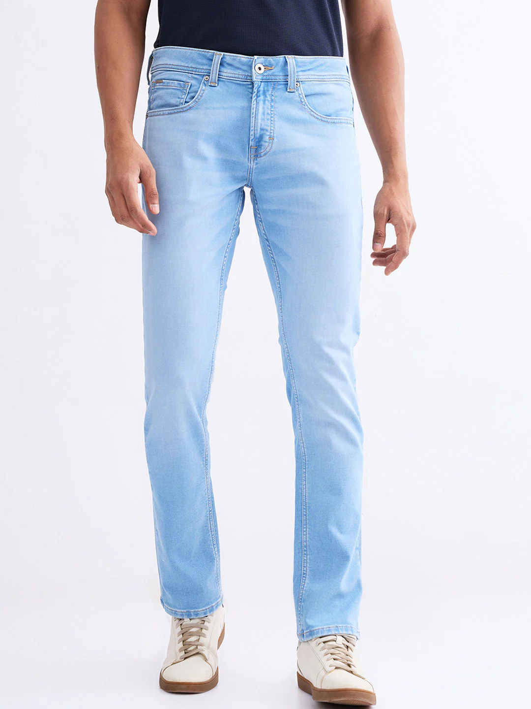 Men Jeans Slim Fit Light Blue Low Rise