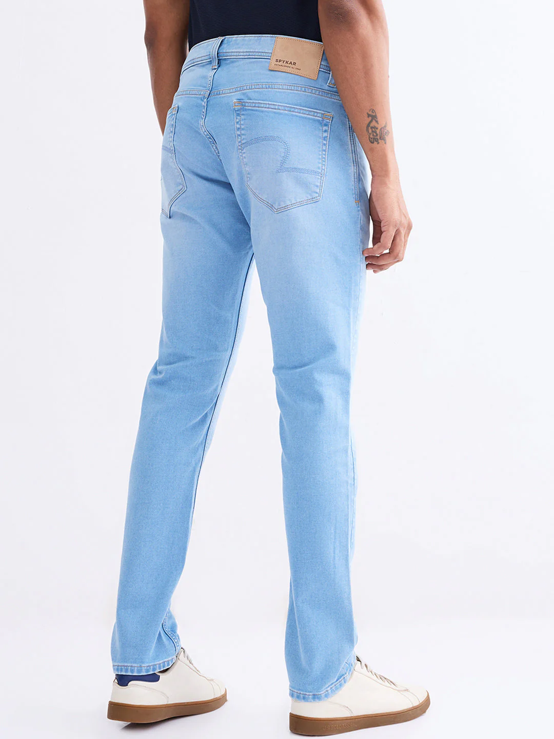 Men Jeans Slim Fit Light Blue Low Rise - Image 4