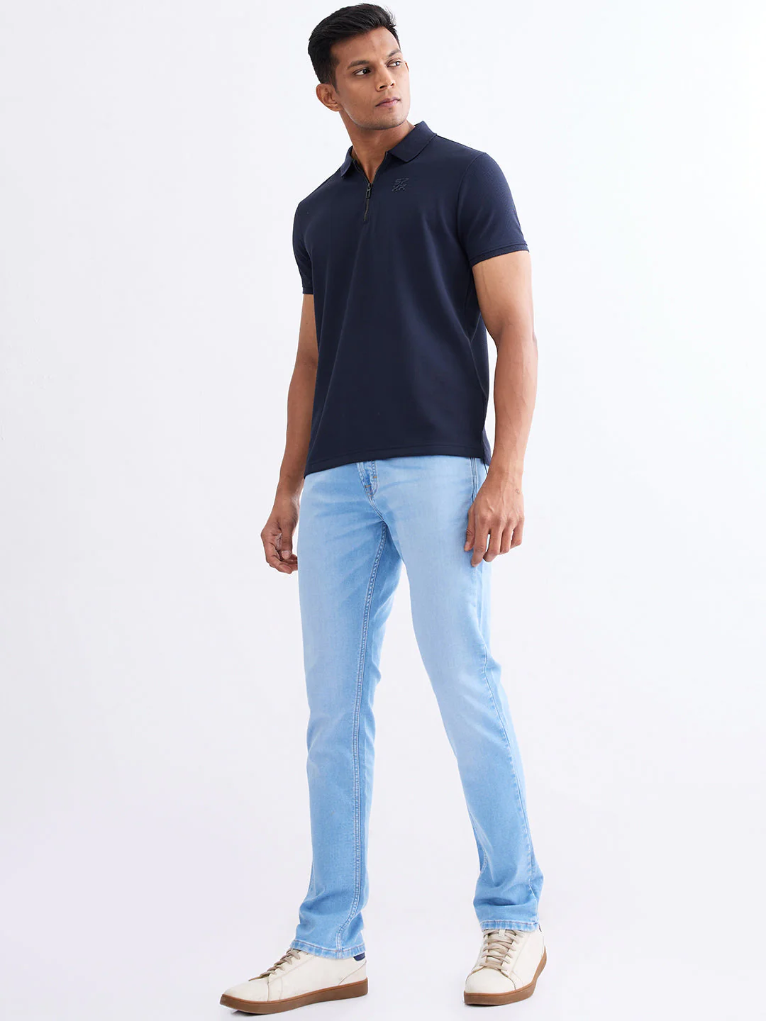 Men Jeans Slim Fit Light Blue Low Rise - Image 5
