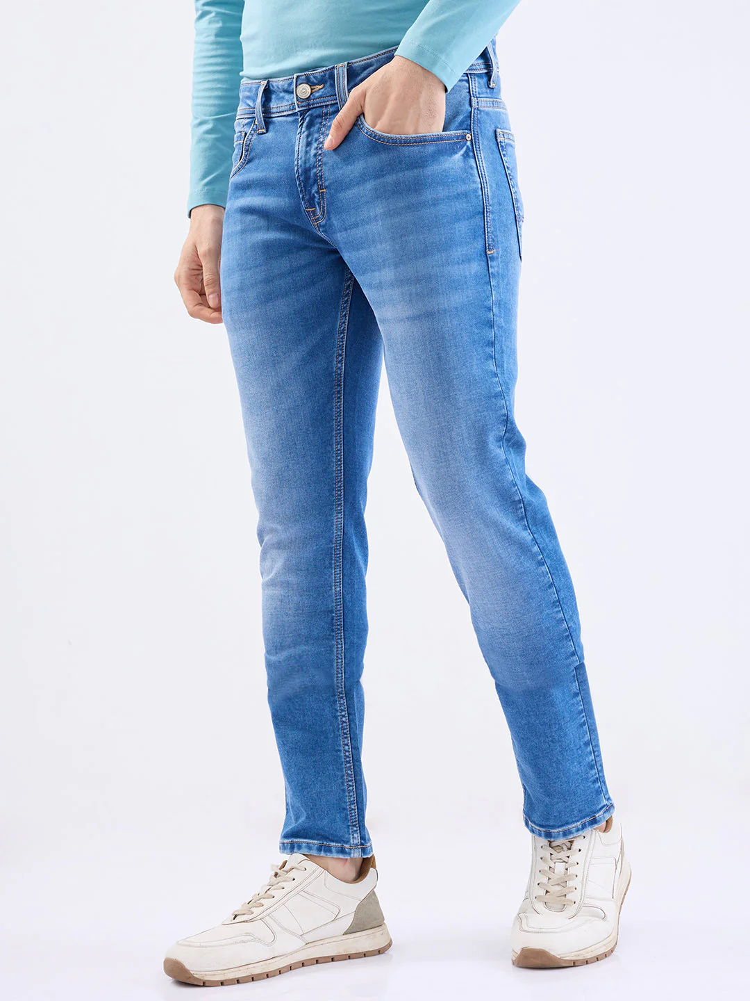 Men Jeans Slim Fit Blue Low Rise - Image 3