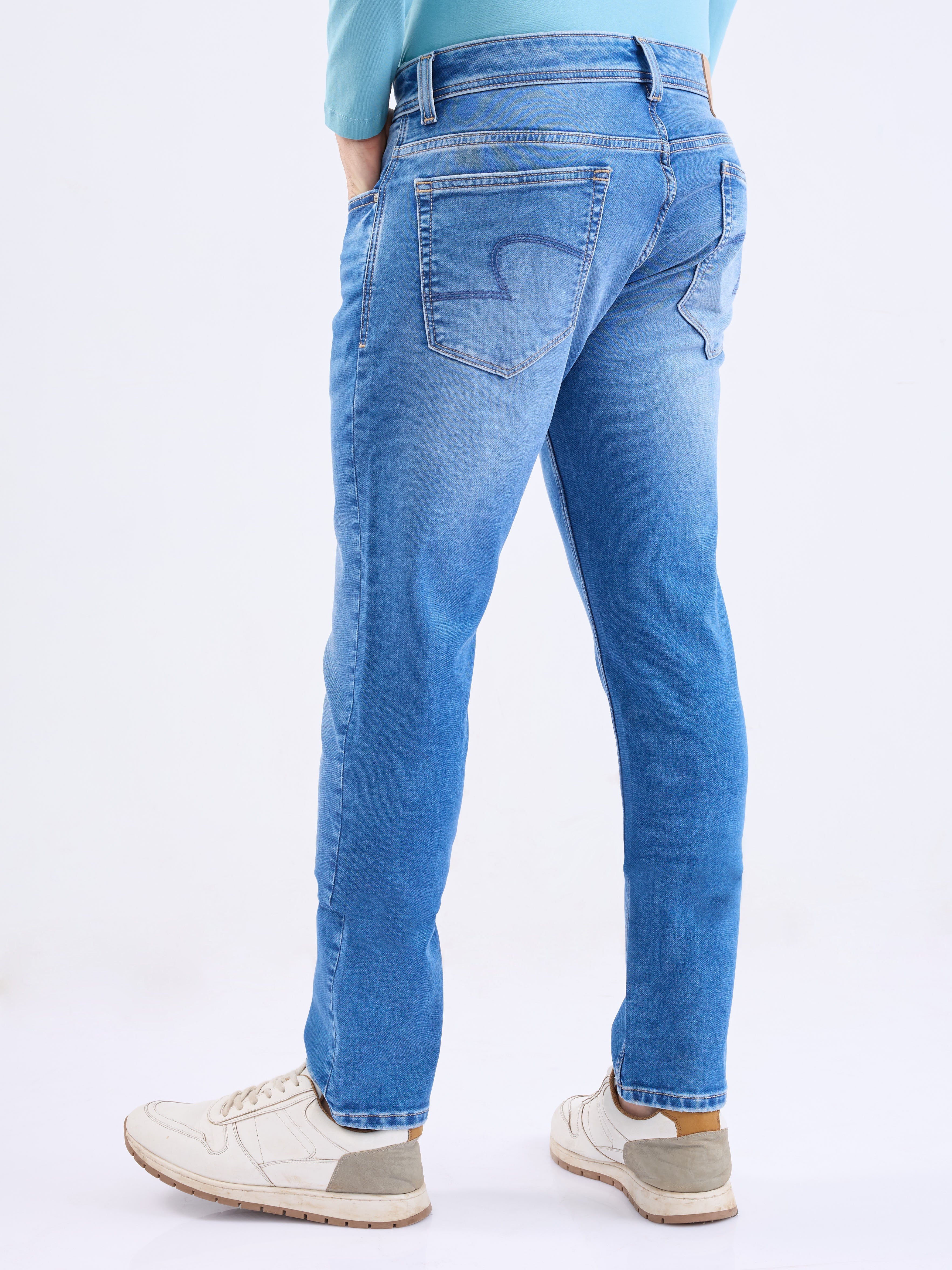 Men Jeans Slim Fit Blue Low Rise - Image 4