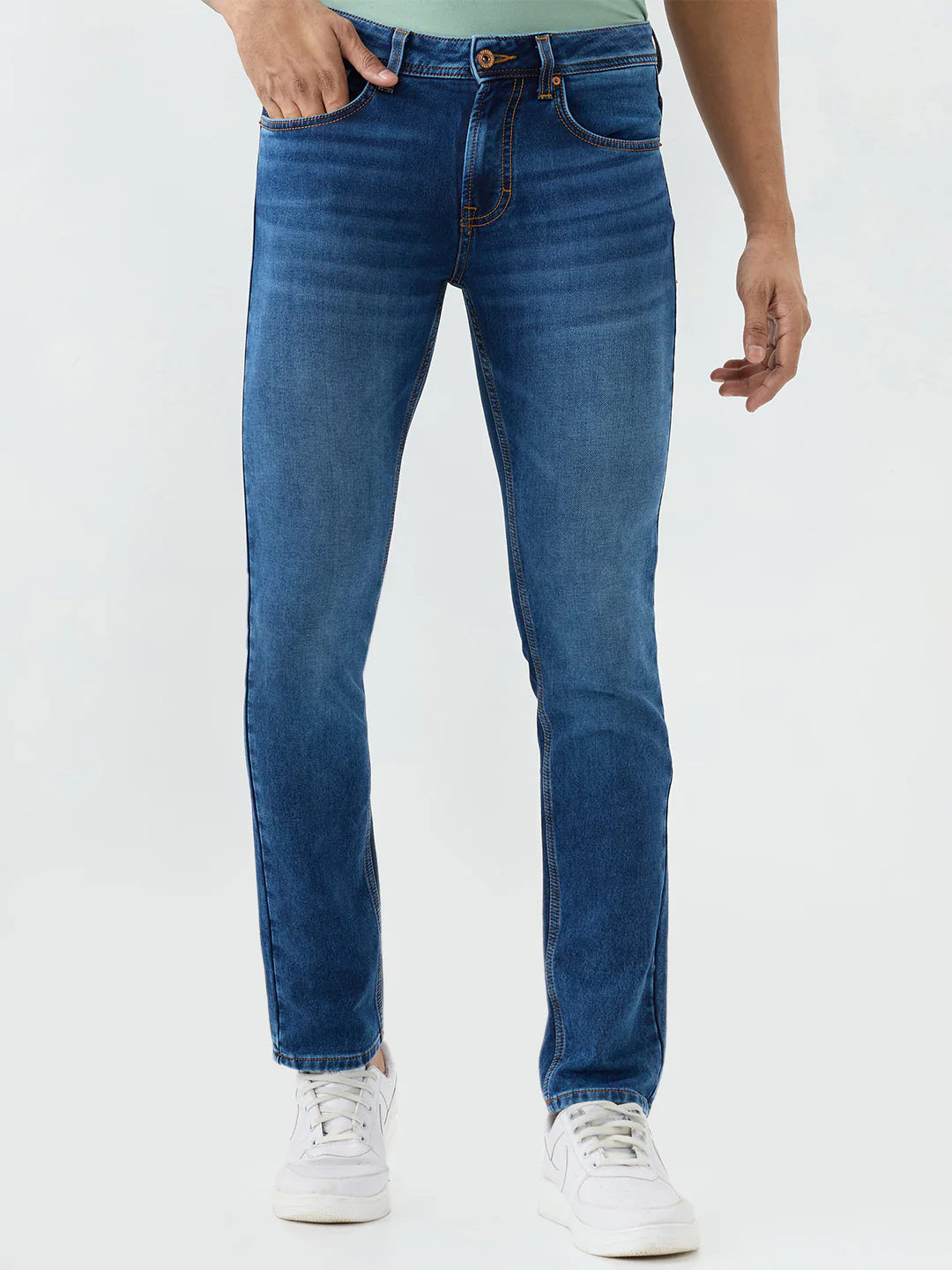 Men Kano Jeans Slim Fit Blue Low Rise