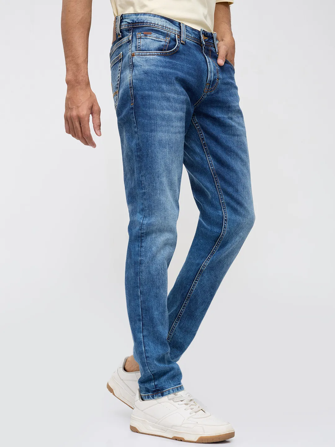 Men Diego Jeans Super Slim Fit Mid Blue Low Rise - Image 3
