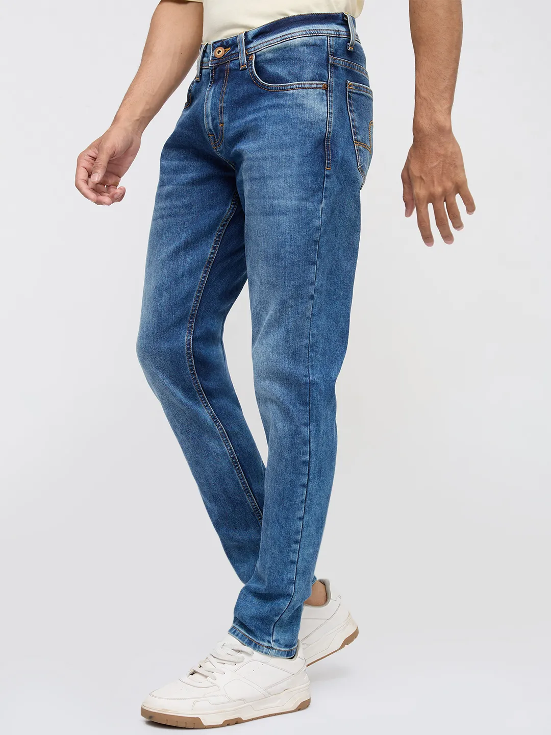 Men Diego Jeans Super Slim Fit Mid Blue Low Rise - Image 4