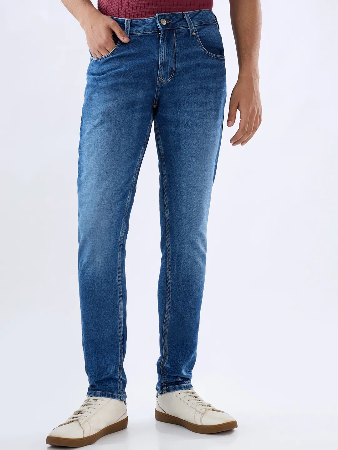Men Diego Jeans Super Slim Fit Mid Blue Low Rise - Image 2