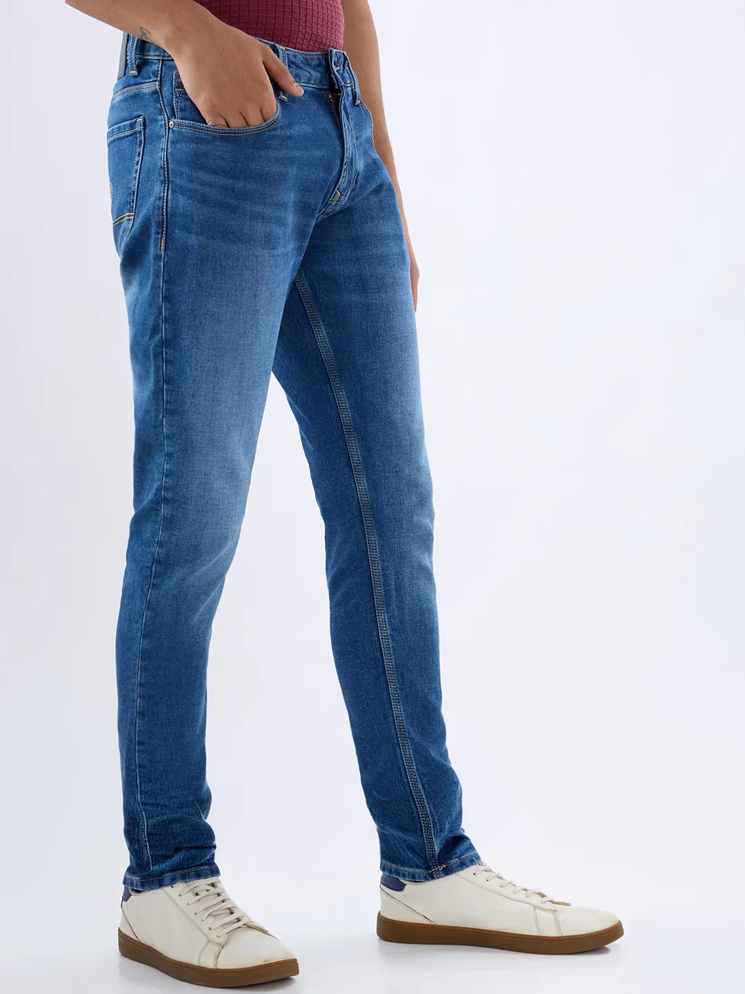 Men Diego Jeans Super Slim Fit Mid Blue Low Rise - Image 4