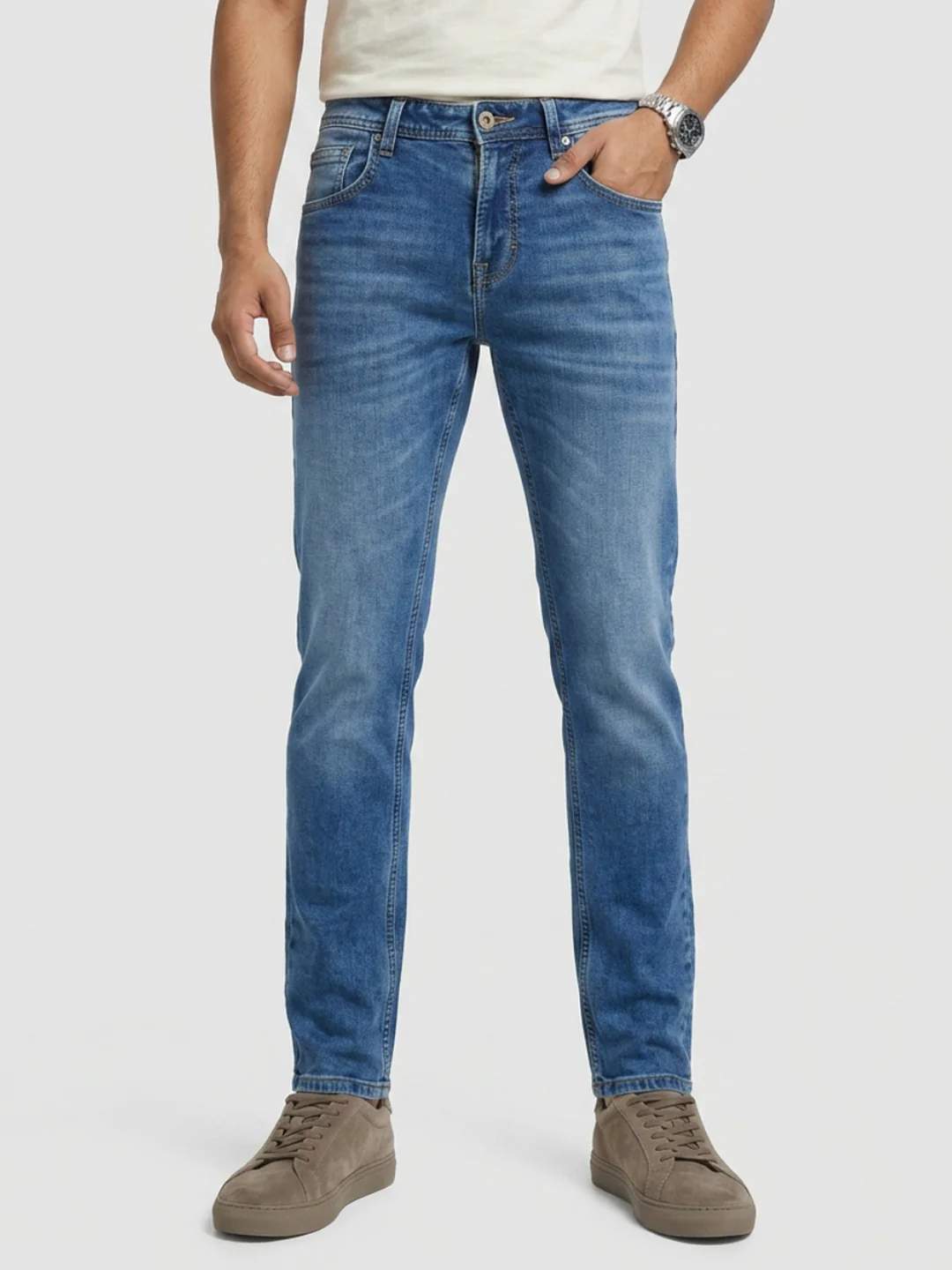 Men Diego Jeans Super Slim Fit Mid Blue Low Rise - Image 2