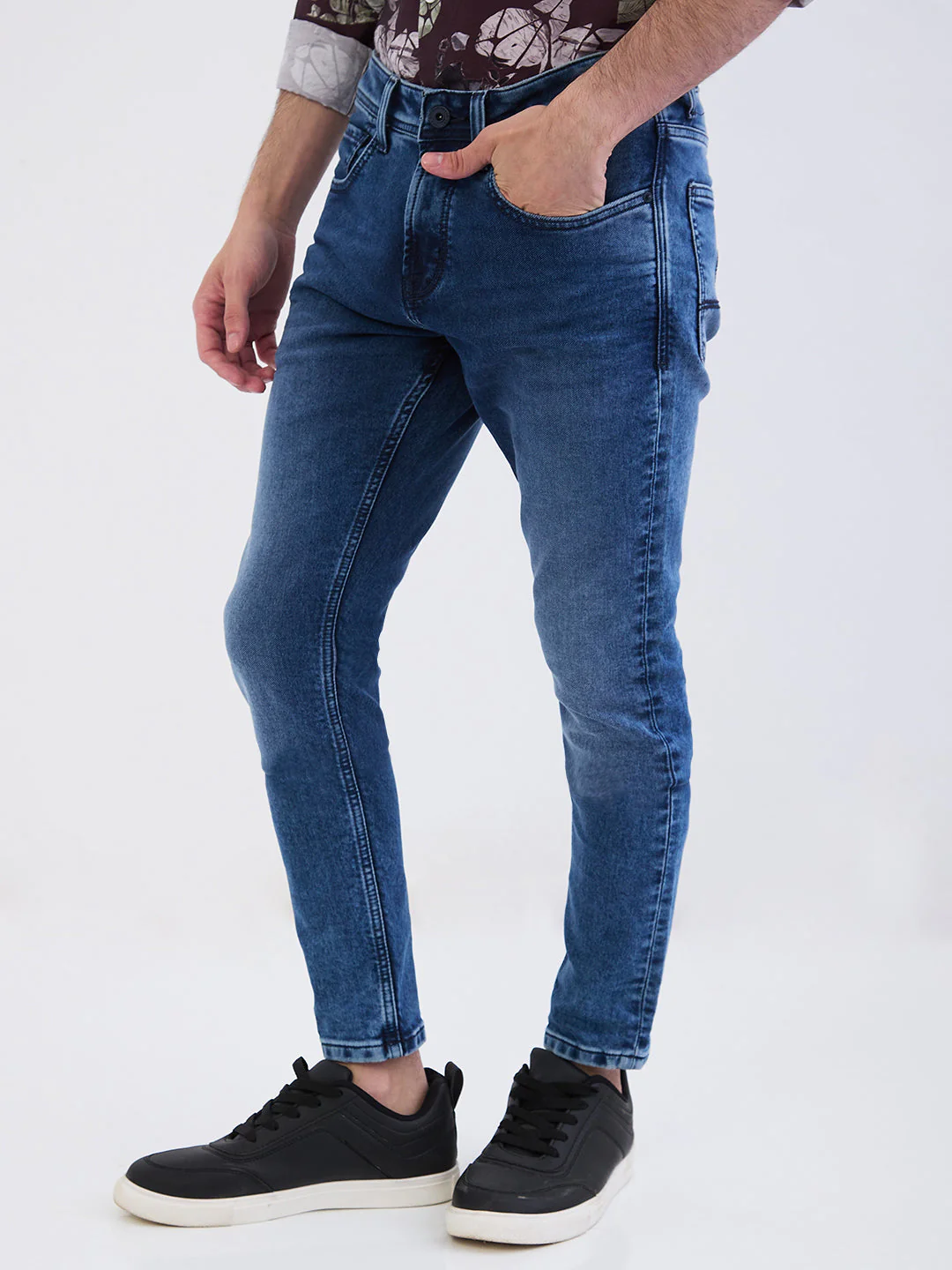 Men Jeans Slim Fit Blue Low Rise - Image 3