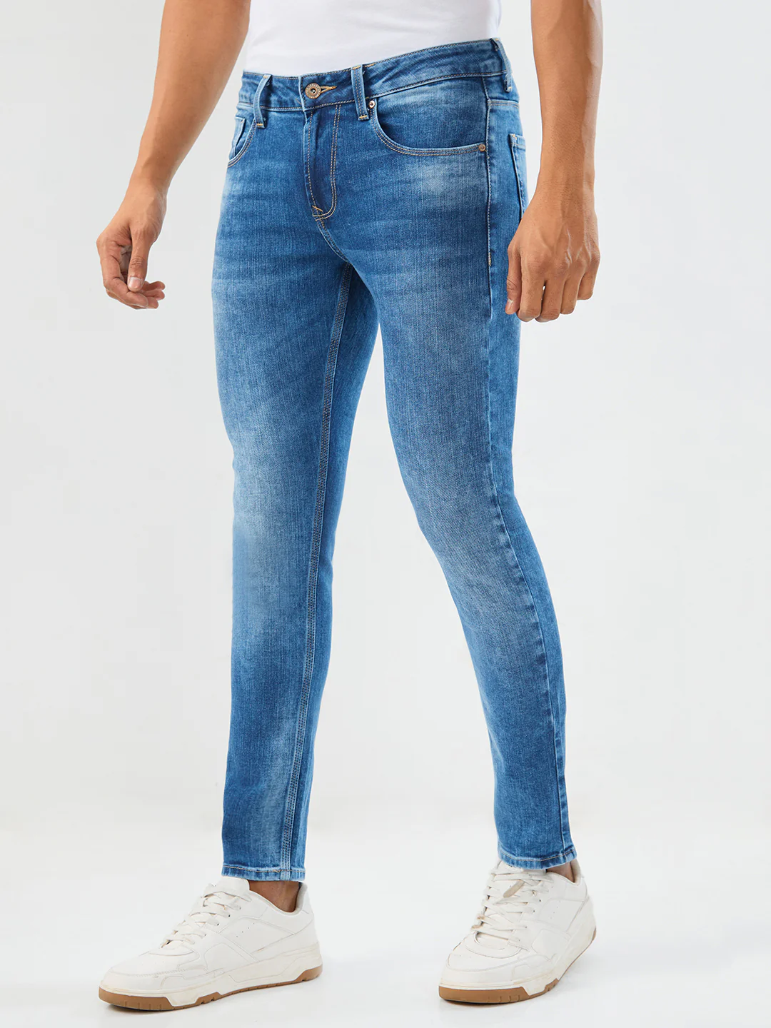 Men Diego Jeans Super Slim Fit Mid Blue Low Rise - Image 3