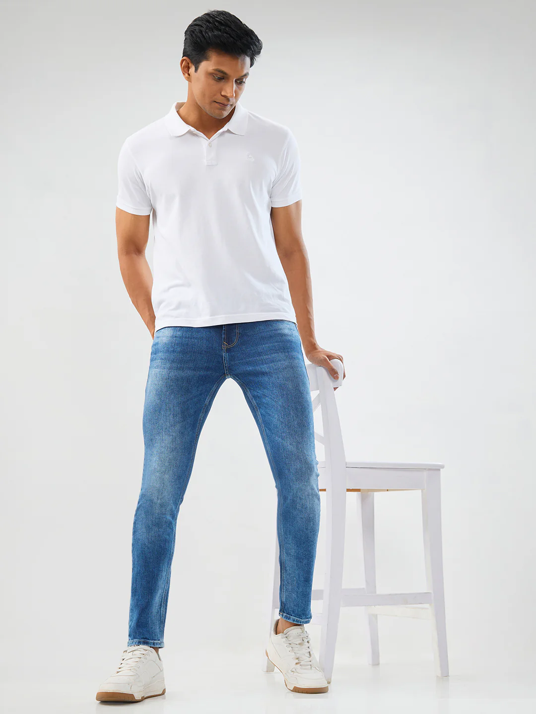 Men Diego Jeans Super Slim Fit Mid Blue Low Rise - Image 7