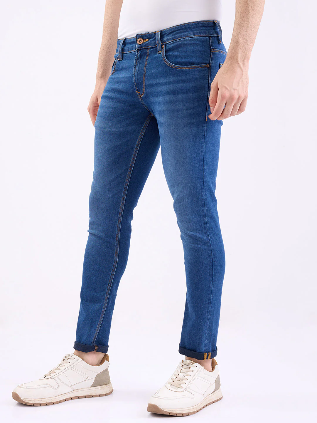 Men Jeans Slim Fit Blue Low Rise - Image 3