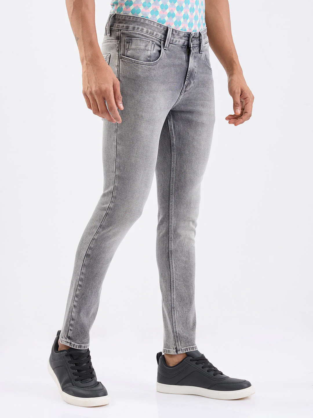 Men Jeans Slim Fit Grey Low Rise - Image 2
