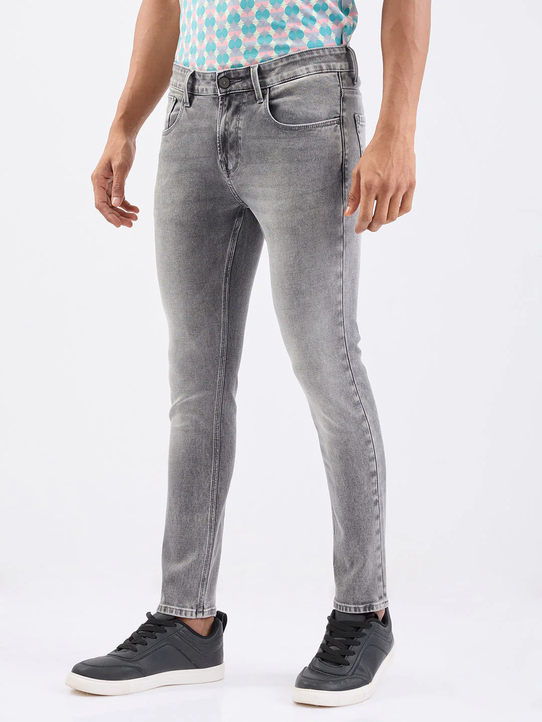 Men Jeans Slim Fit Grey Low Rise - Image 3