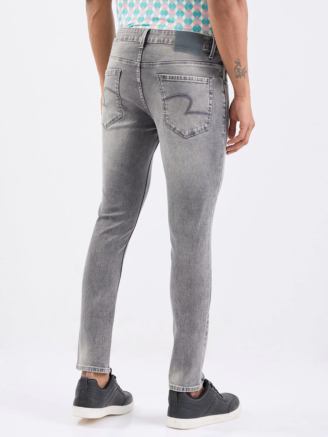 Men Jeans Slim Fit Grey Low Rise - Image 4