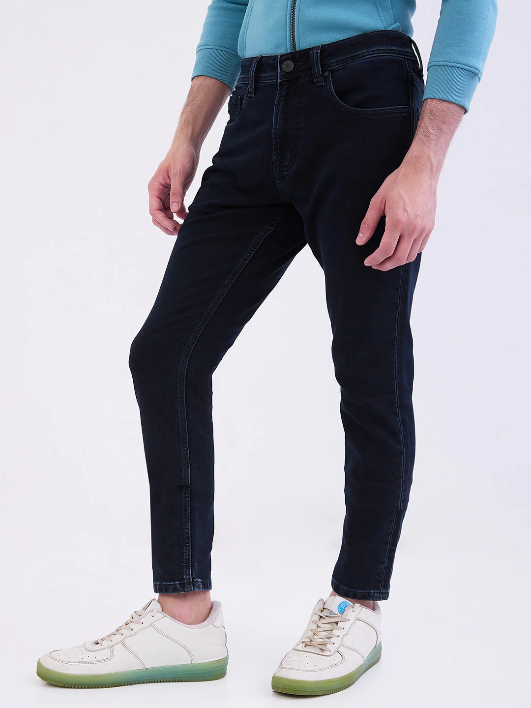 Men Jeans Slim Fit Dark Blue Low Rise - Image 3