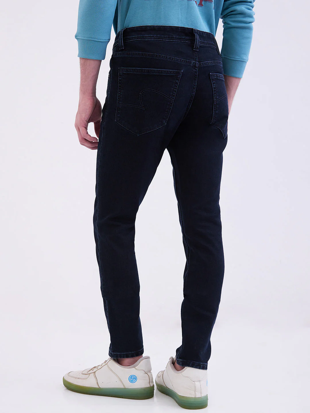 Men Jeans Slim Fit Dark Blue Low Rise - Image 4