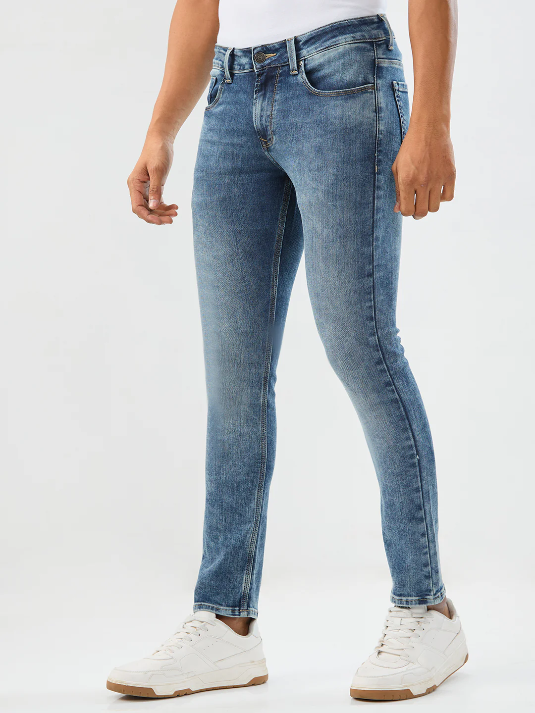 Men Diego Jeans Super Slim Fit Mid Blue Low Rise - Image 3