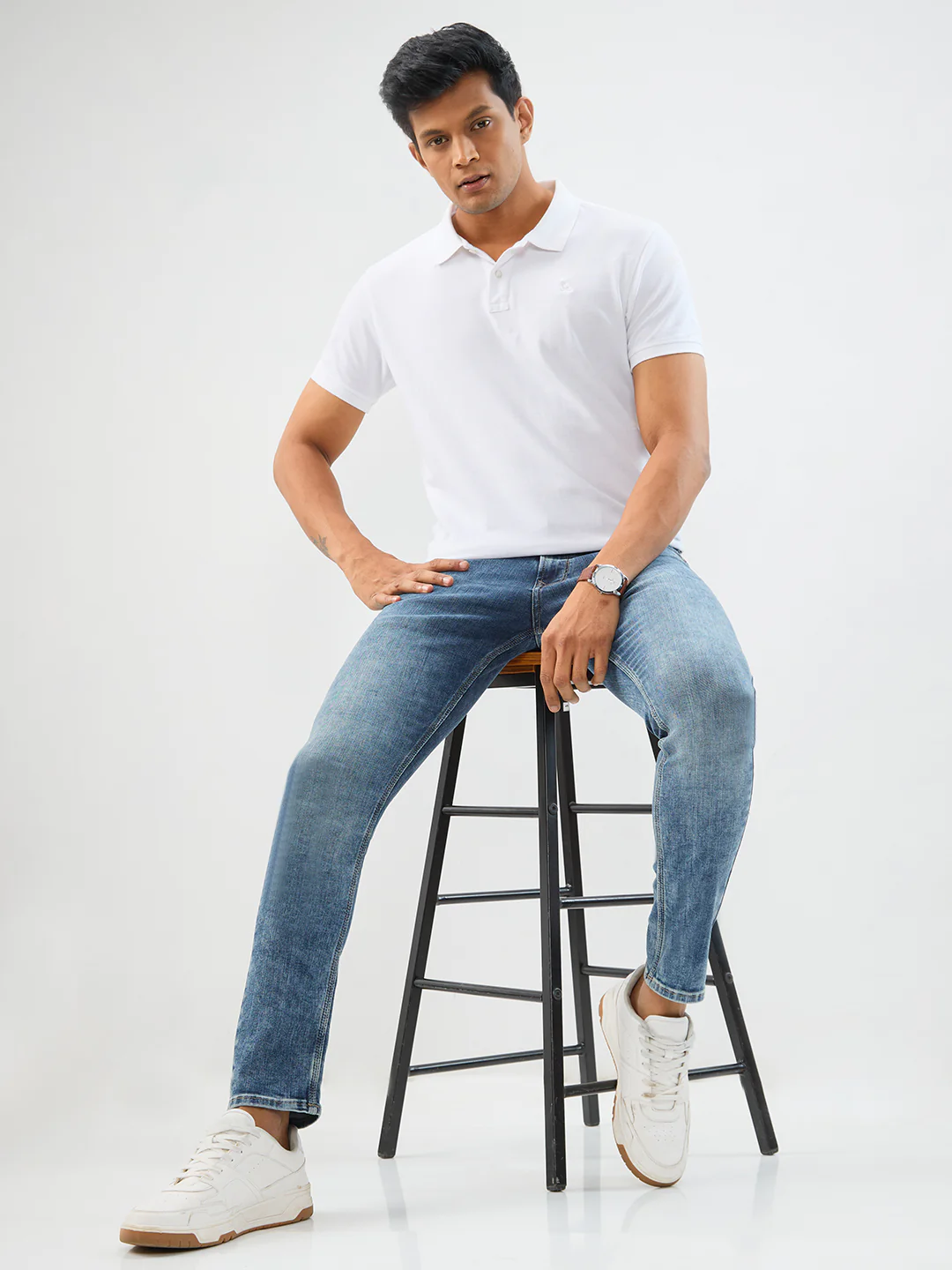 Men Diego Jeans Super Slim Fit Mid Blue Low Rise - Image 7