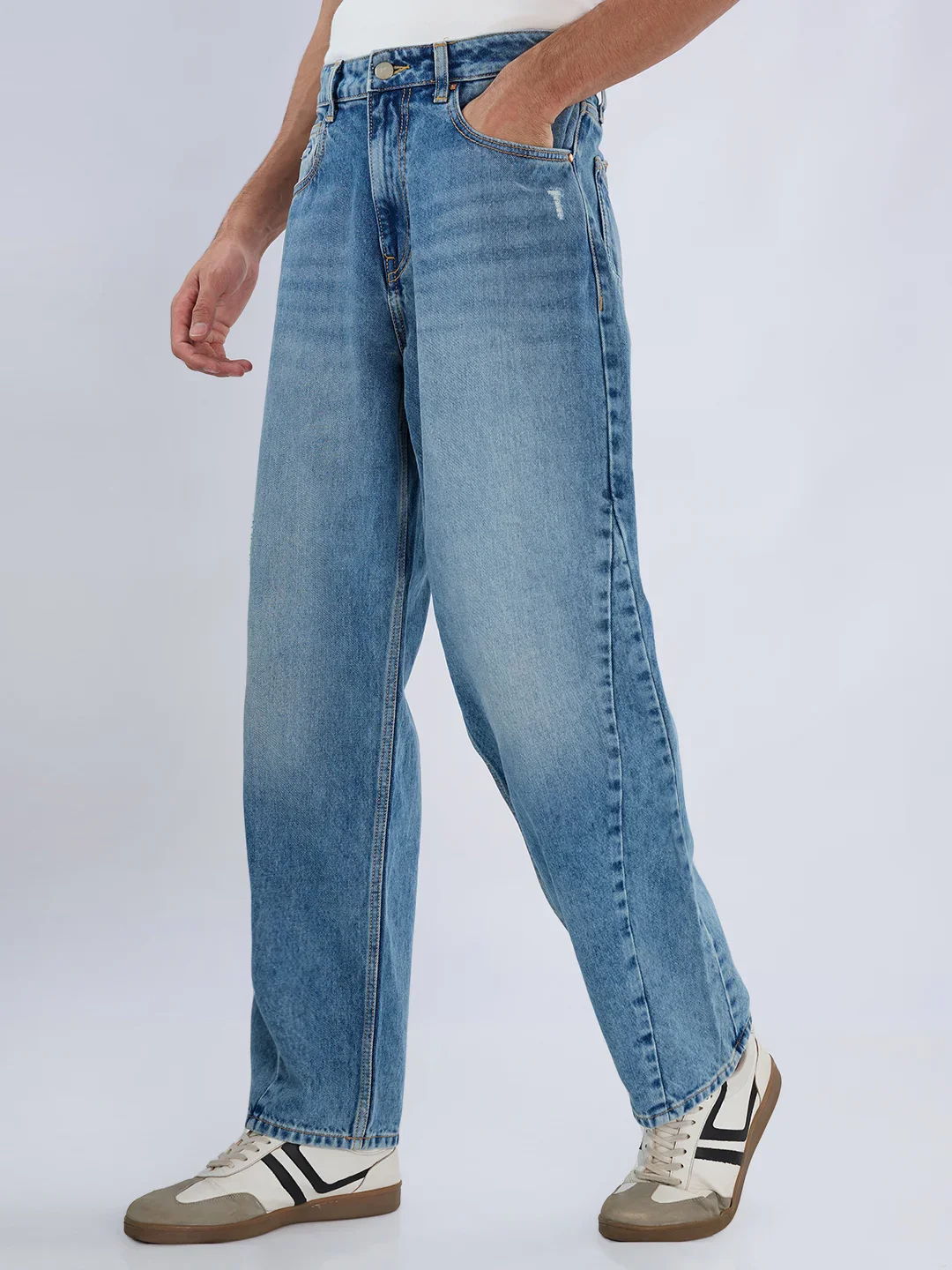 Men Ikemen Jeans Loose Fit Blue Mid Rise - Image 3