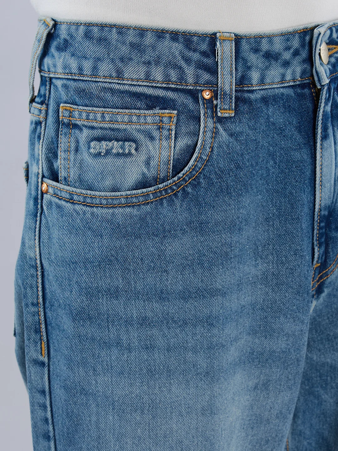Men Ikemen Jeans Loose Fit Blue Mid Rise - Image 6