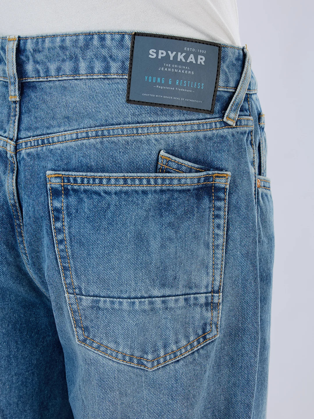 Men Ikemen Jeans Loose Fit Blue Mid Rise - Image 7