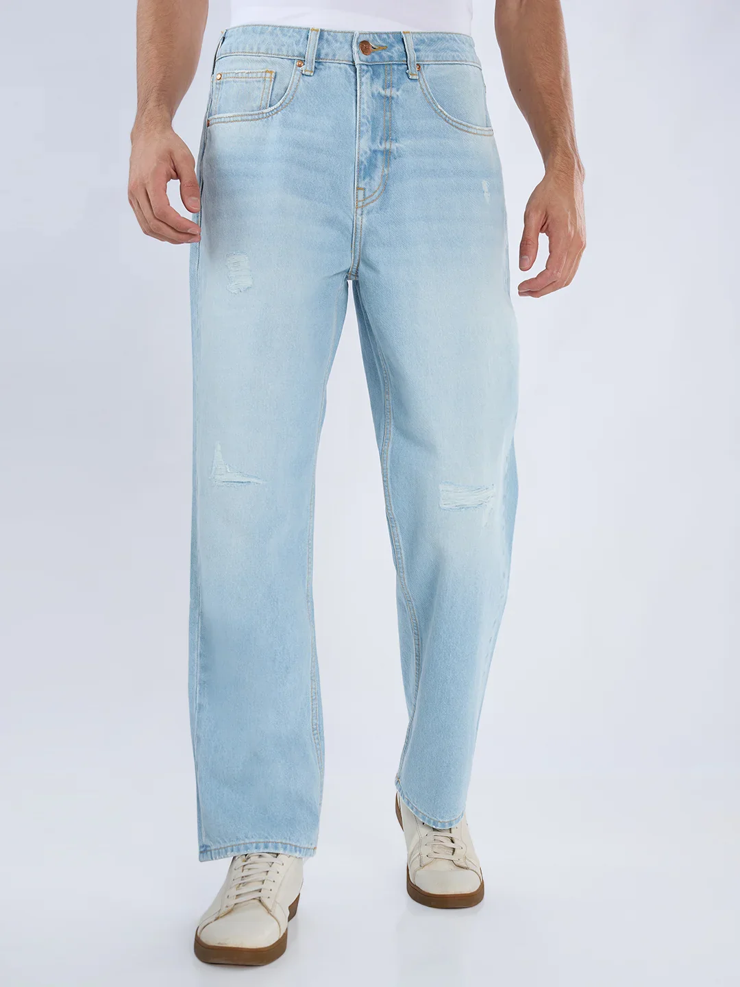 Men Ikemen Jeans Loose Fit Light Blue Mid Rise - Image 2
