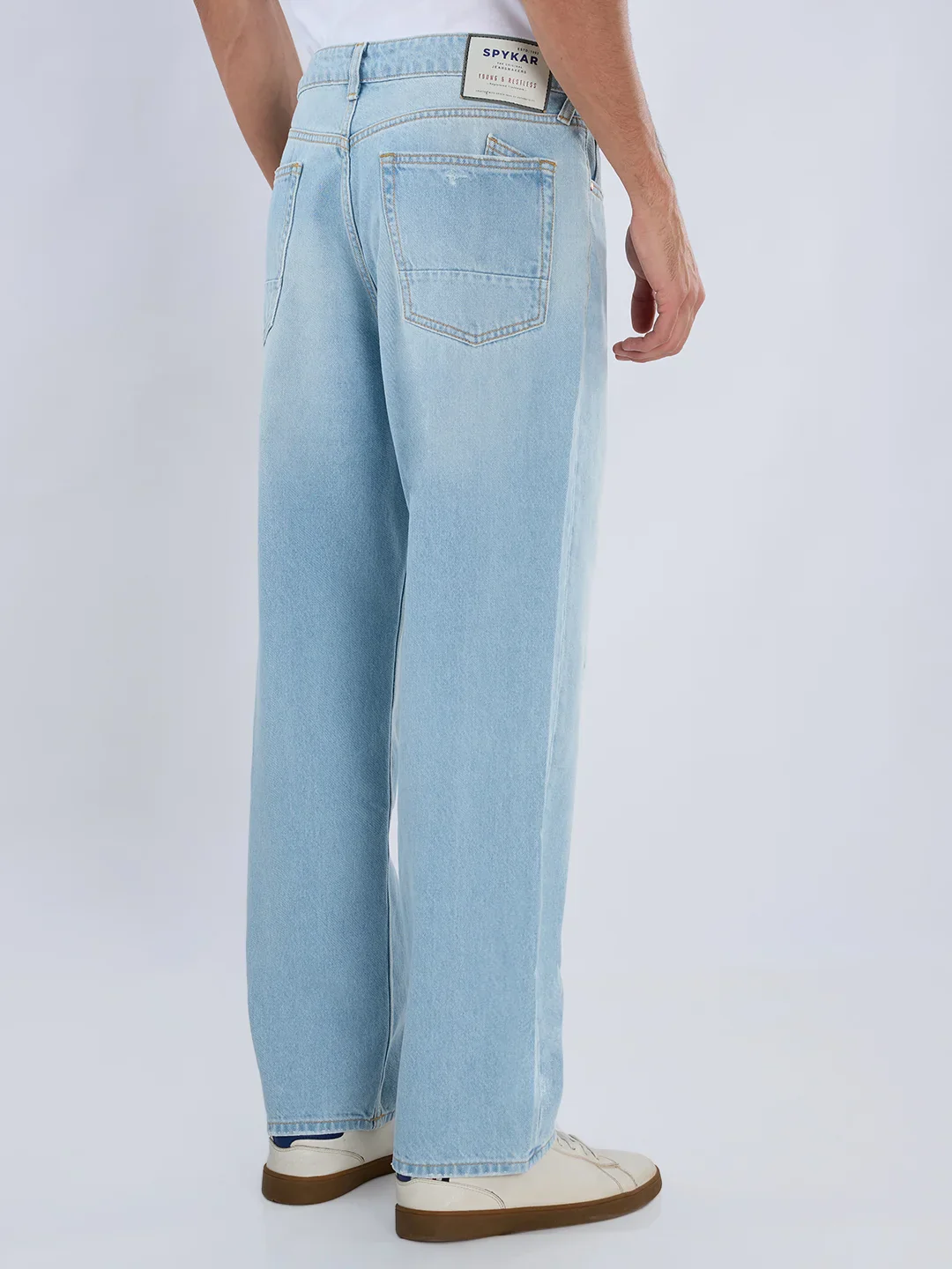 Men Ikemen Jeans Loose Fit Light Blue Mid Rise - Image 5