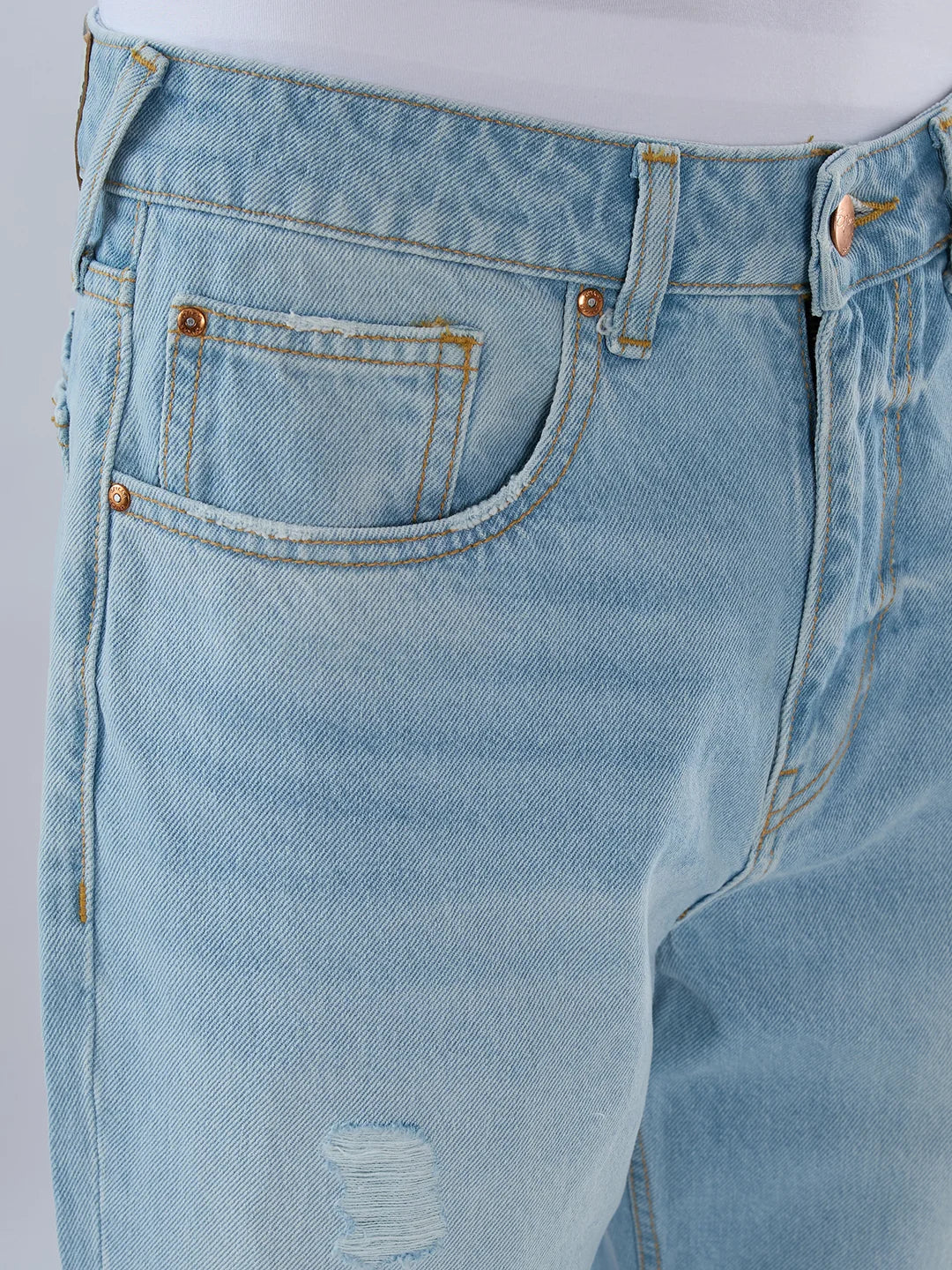 Men Ikemen Jeans Loose Fit Light Blue Mid Rise - Image 6