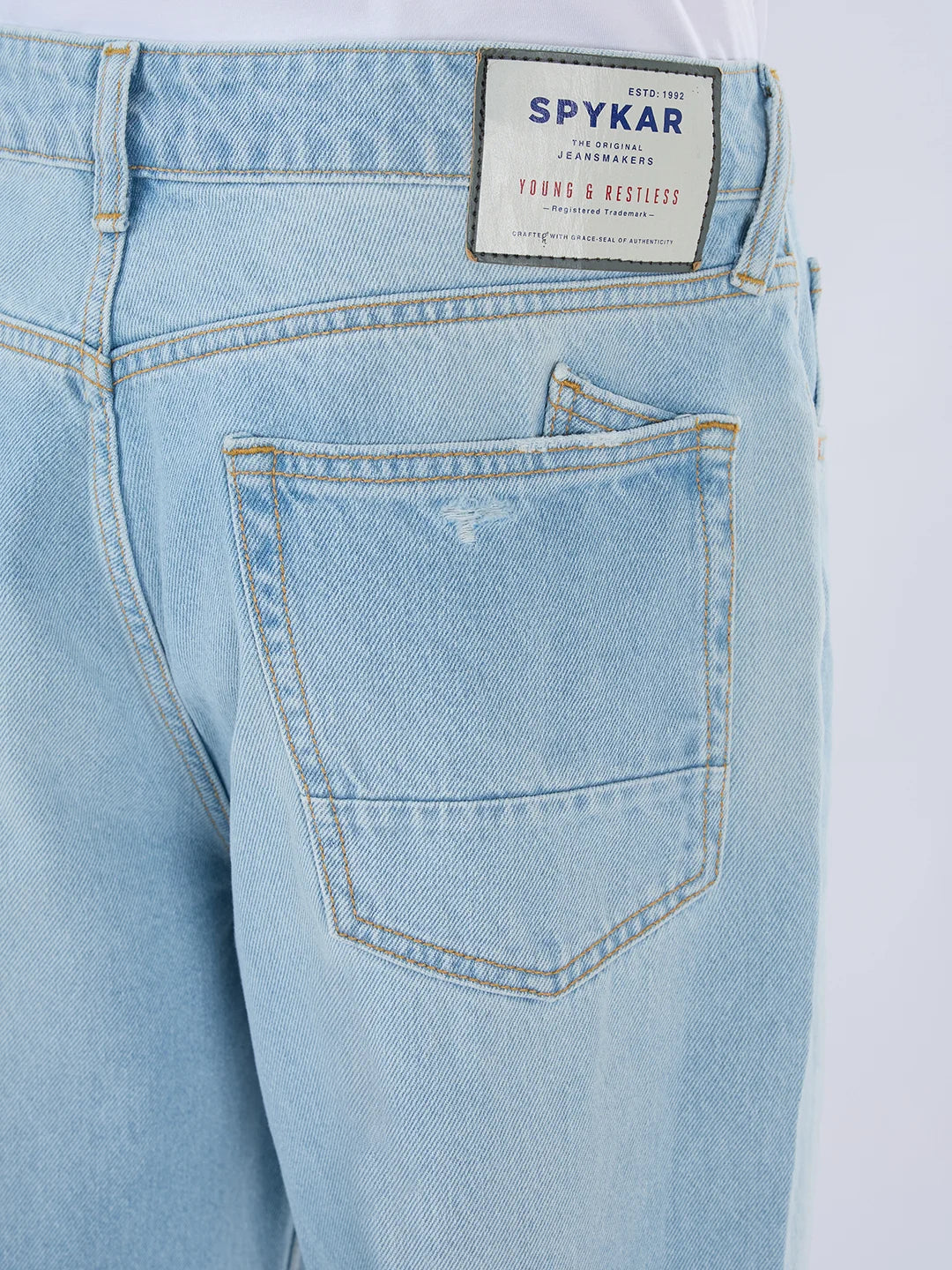 Men Ikemen Jeans Loose Fit Light Blue Mid Rise - Image 7