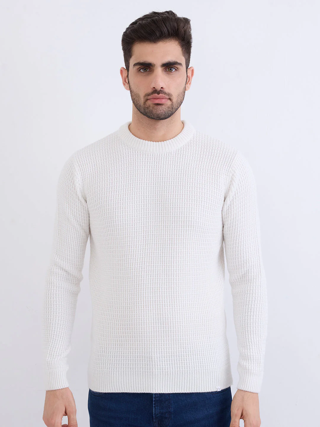 Men Sweater White Slim Fit - Image 2