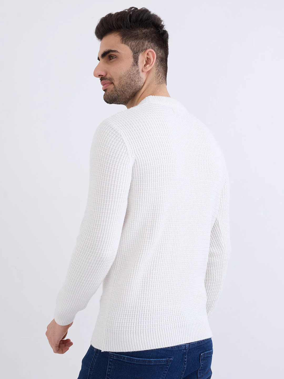 Men Sweater White Slim Fit - Image 4