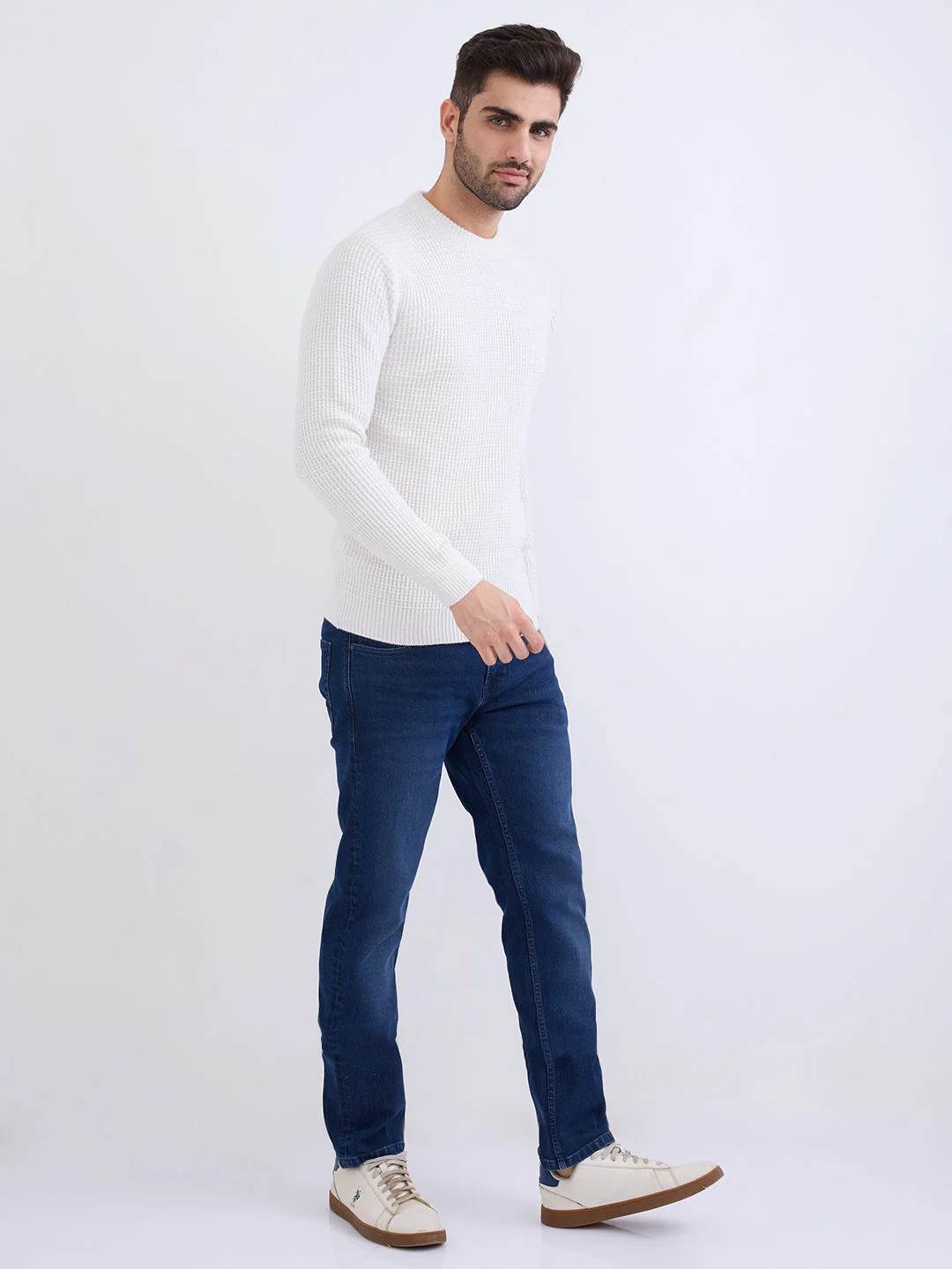 Men Sweater White Slim Fit - Image 5
