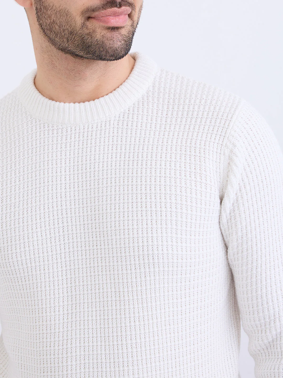 Men Sweater White Slim Fit - Image 6